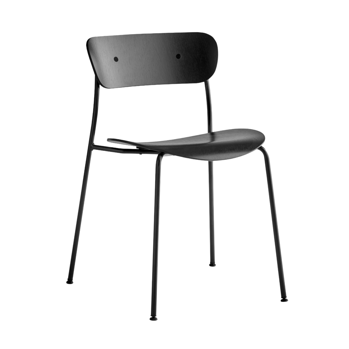 Stuhl PAVILION AV1 in schwarz lackierter Eiche mit schwarzem Gestell