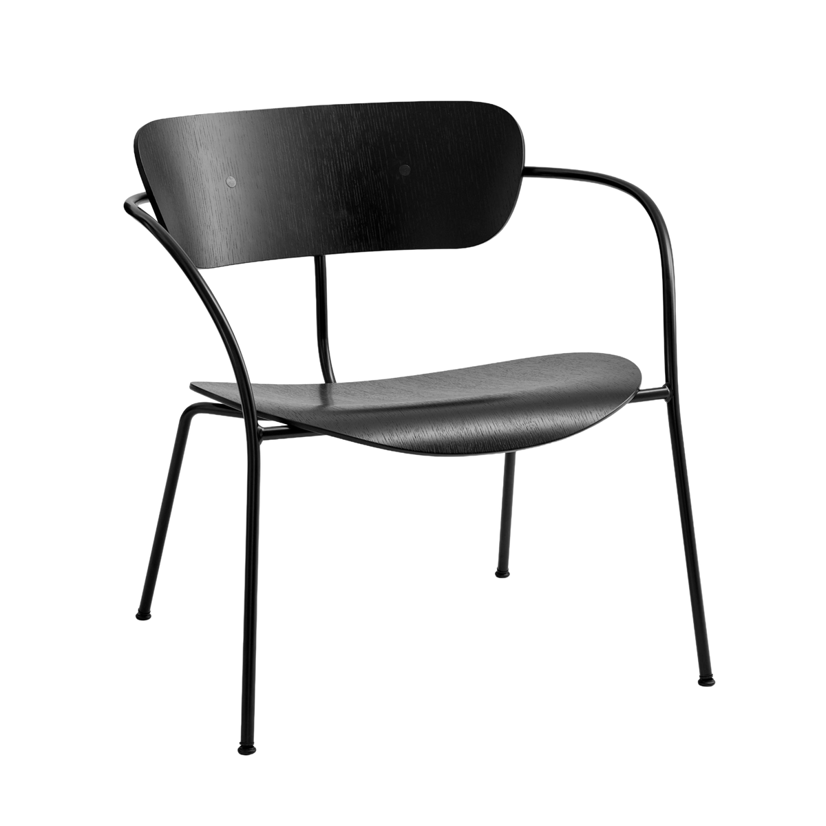 Sessel mit Armlehnen PAVILION AV5 schwarz lackierte Eiche mit schwarzem Fuß