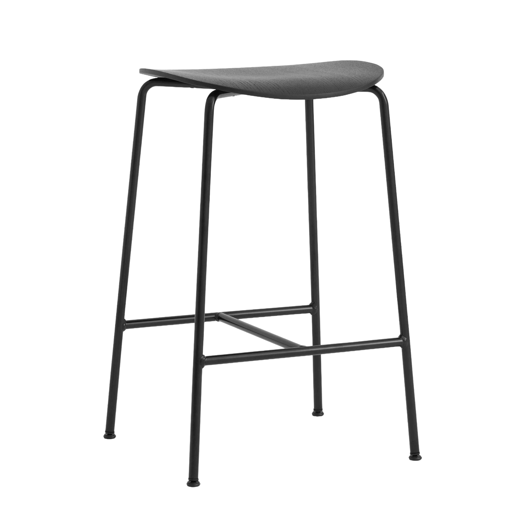 Hocker PAVILION schwarzes Eichenholz mit schwarzem Stahlgestell