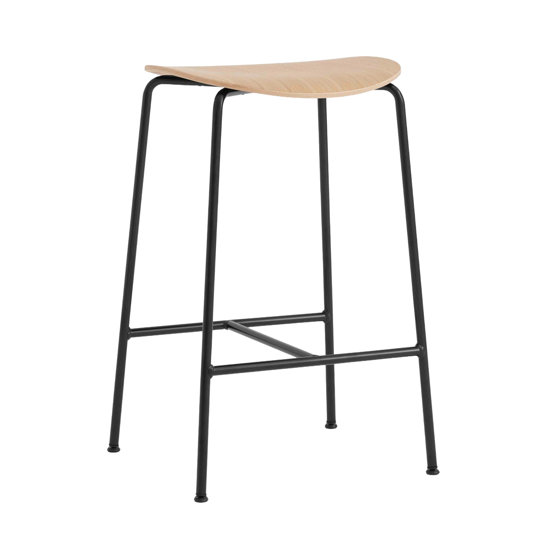 Hocker PAVILION Eichenholz mit schwarzem Stahlgestell