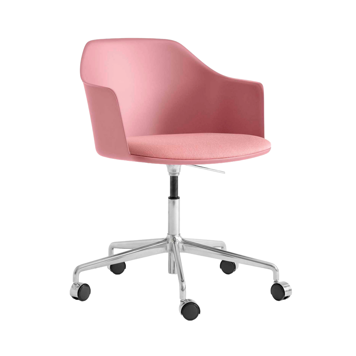 Bürostuhl RELY HW54 in Hellrosa mit gepolstertem Sitz und Aluminiumgestell