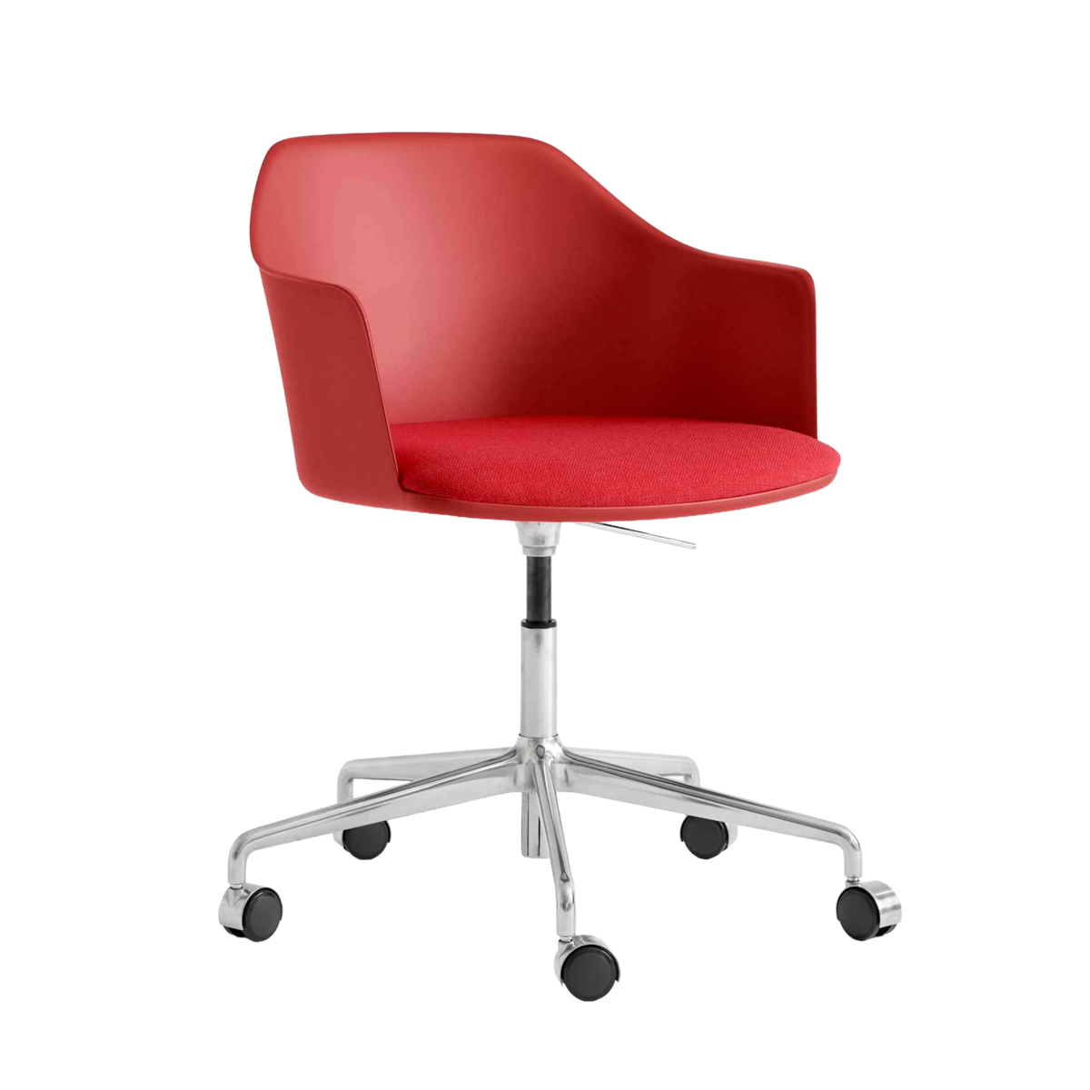 Bürostuhl RELY HW54 in Rot mit gepolstertem Sitz und Aluminiumgestell