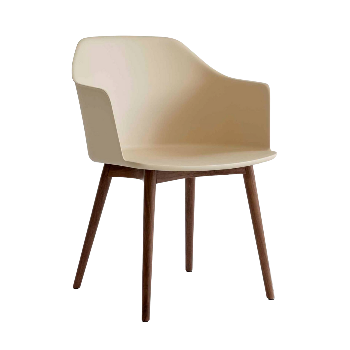Sessel mit Armlehnen RELY HW76 sandfarben mit Nussbaumbasis