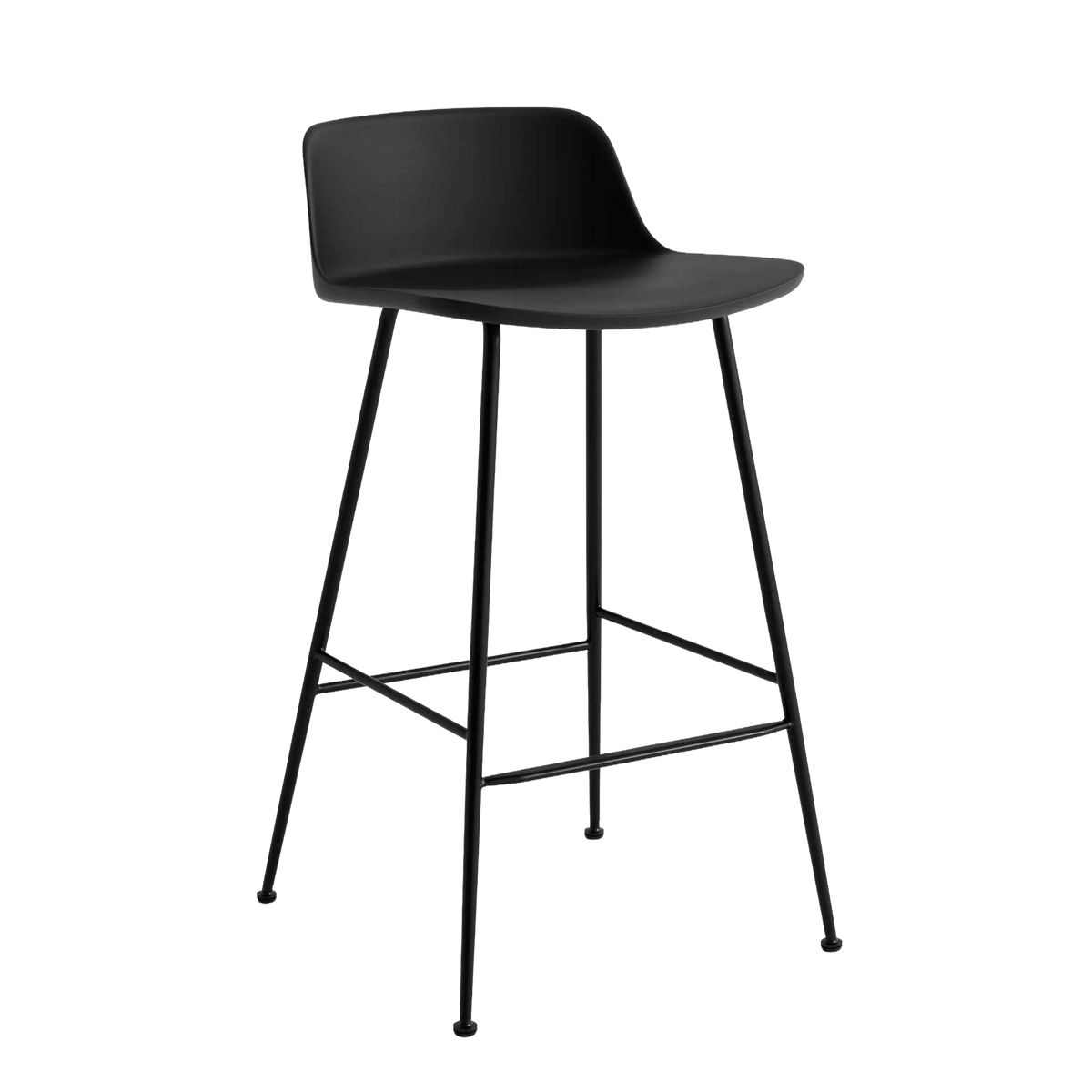 Hocker RELY schwarz mit schwarzem Stahlfuß