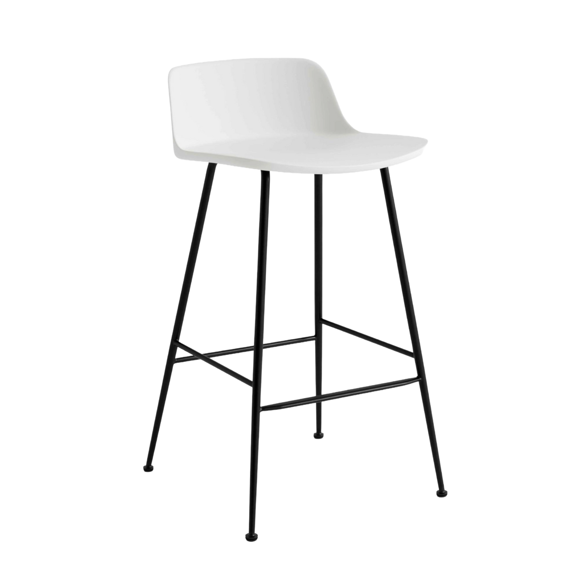Hocker RELY weiß mit schwarzem Stahlfuß