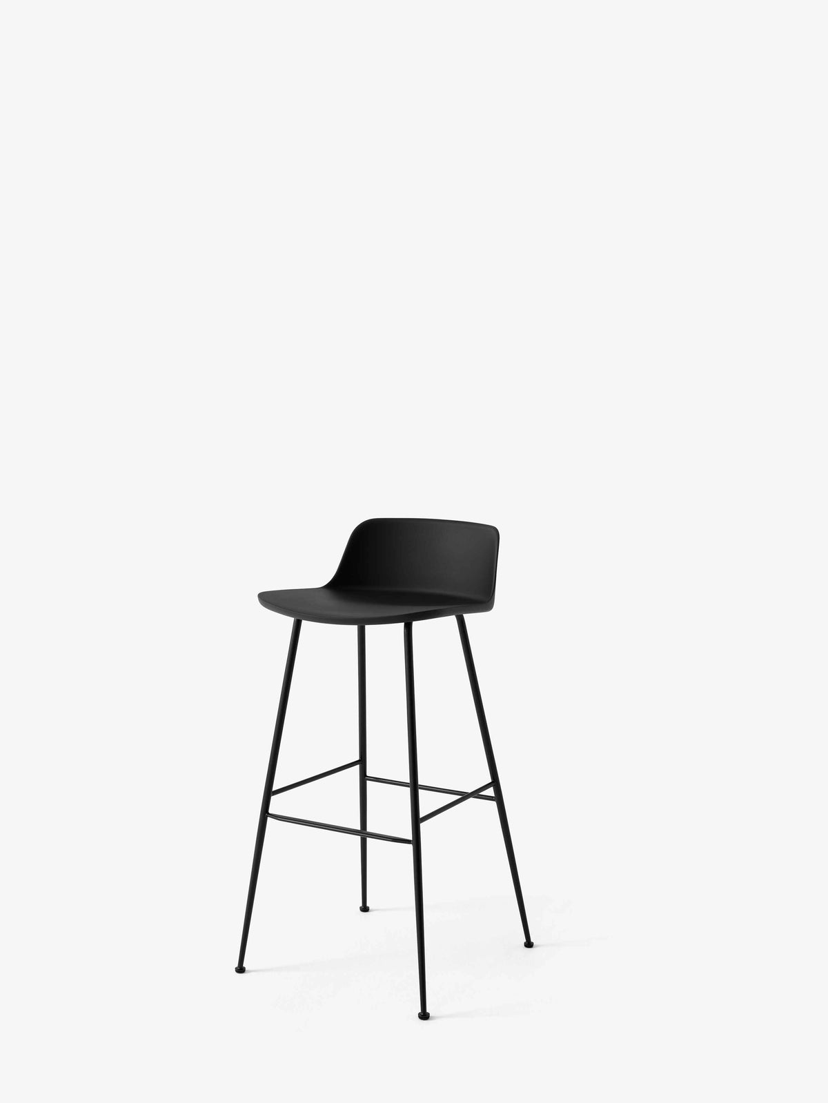 Hocker RELY schwarz mit schwarzem Stahlfuß