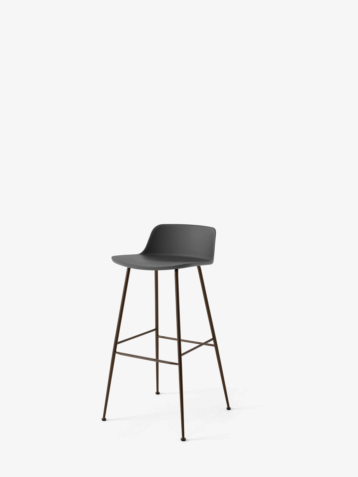 Hocker RELY graphitfarben mit braunem Stahlgestell
