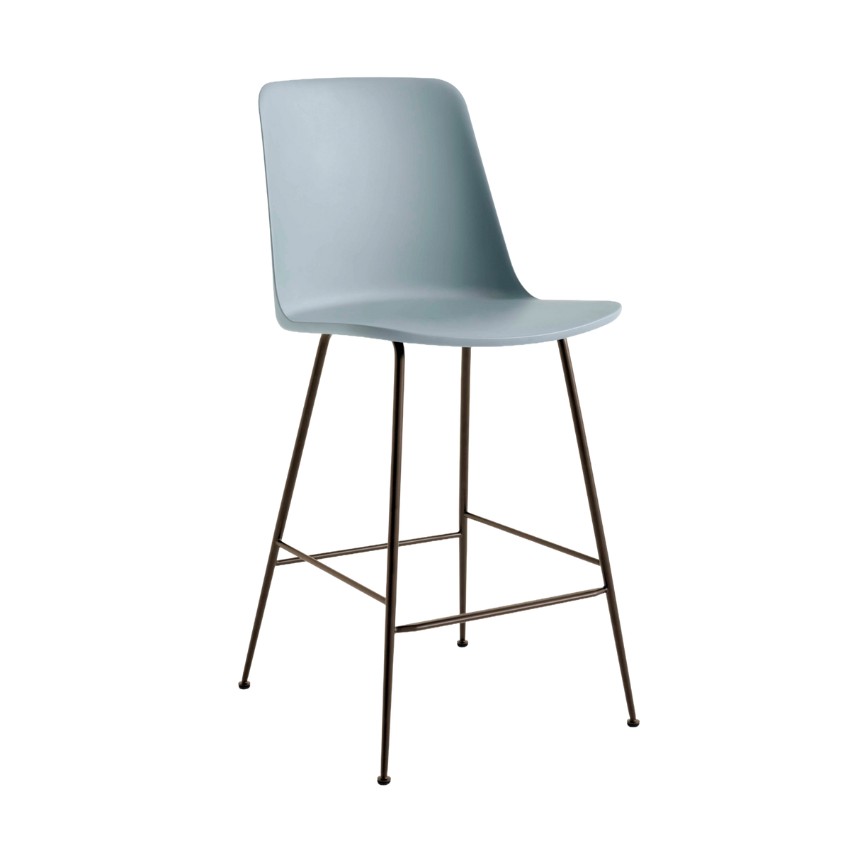 Barhocker RELY himmelblau mit braunem Stahlgestell
