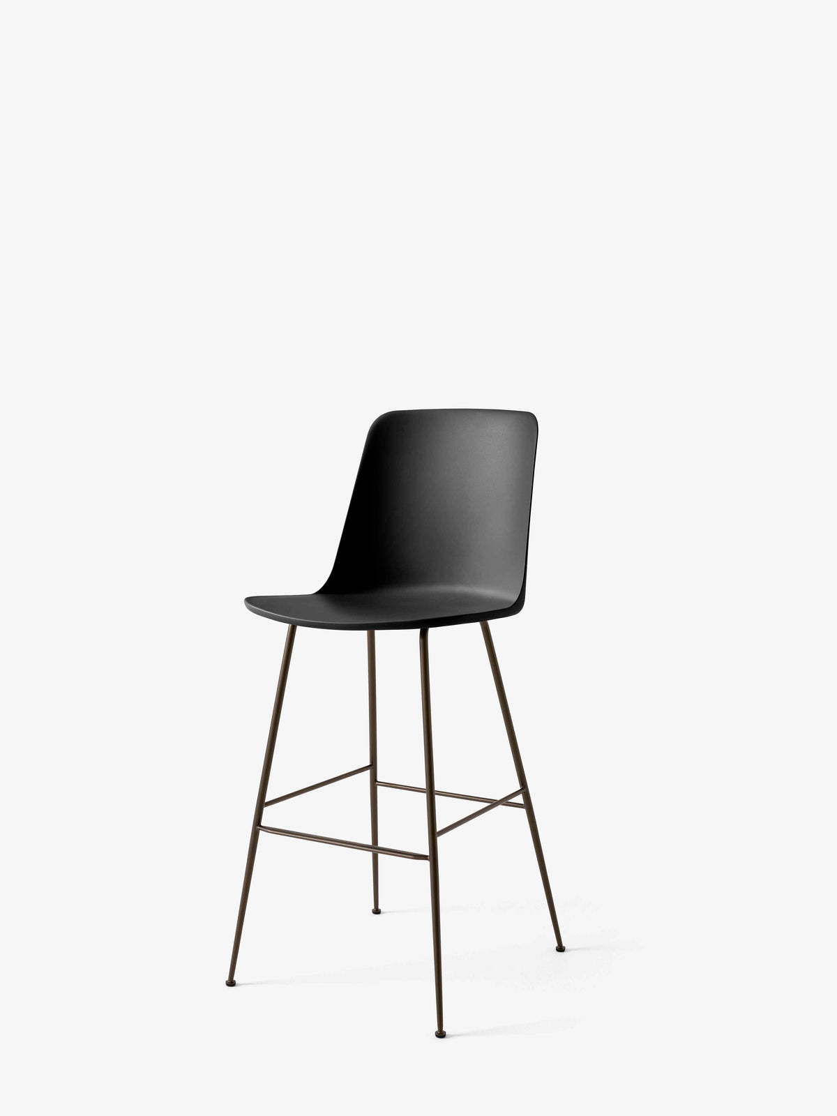 Barhocker RELY schwarz mit braunem Stahlgestell