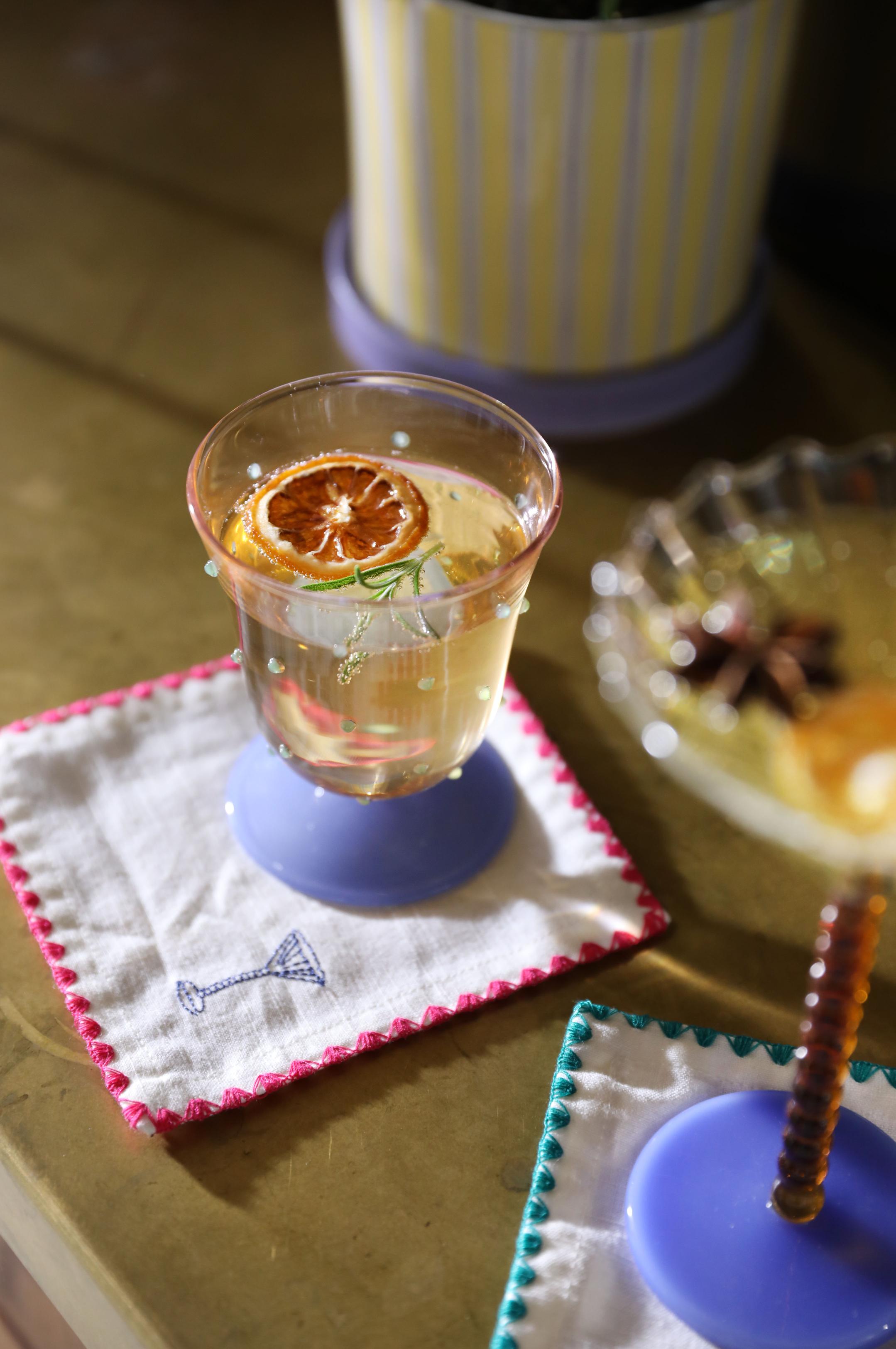 Glas-Set DOT grün mit lila