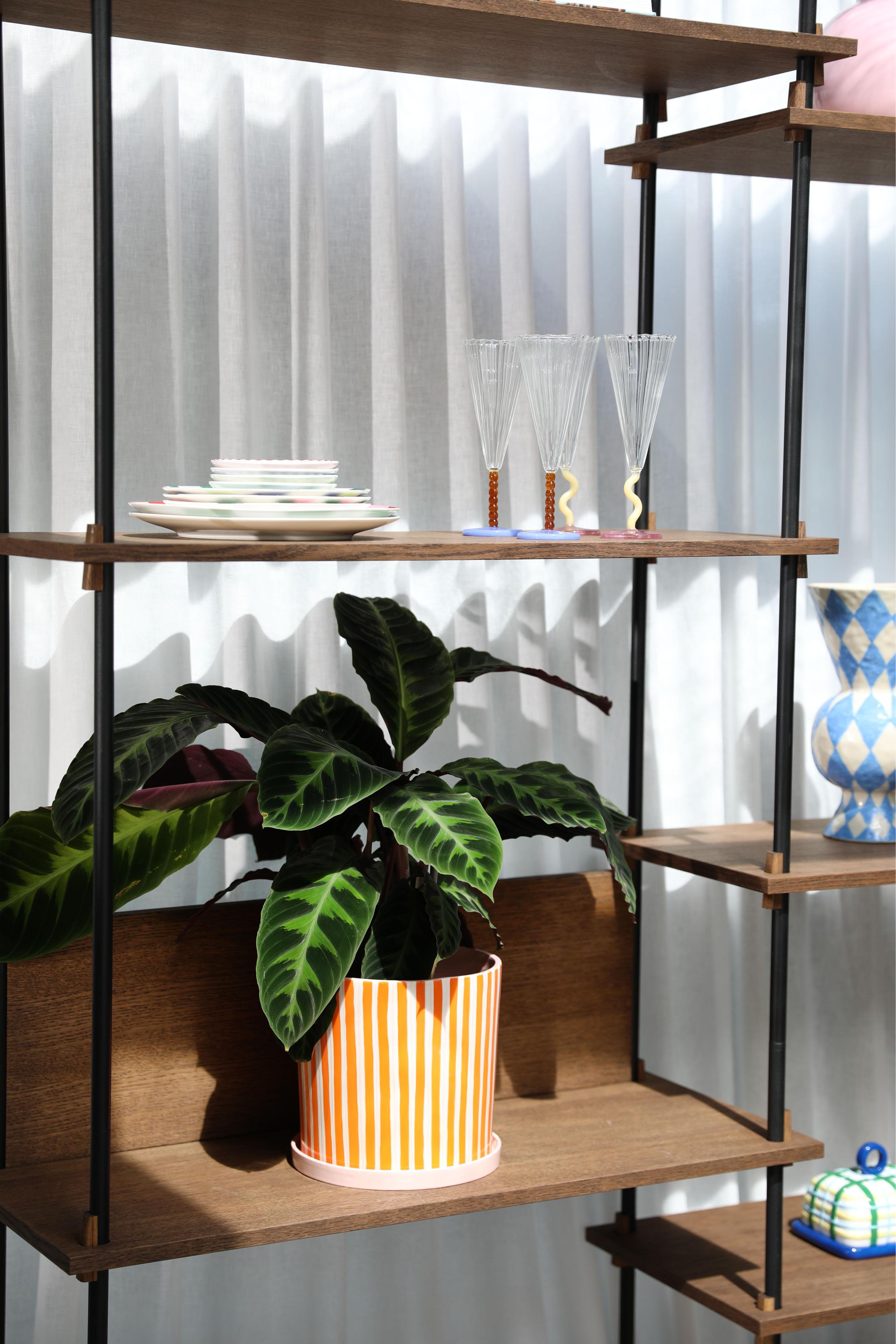 Set von Glaskelchen für Champagner CURVE gelb mit rosa