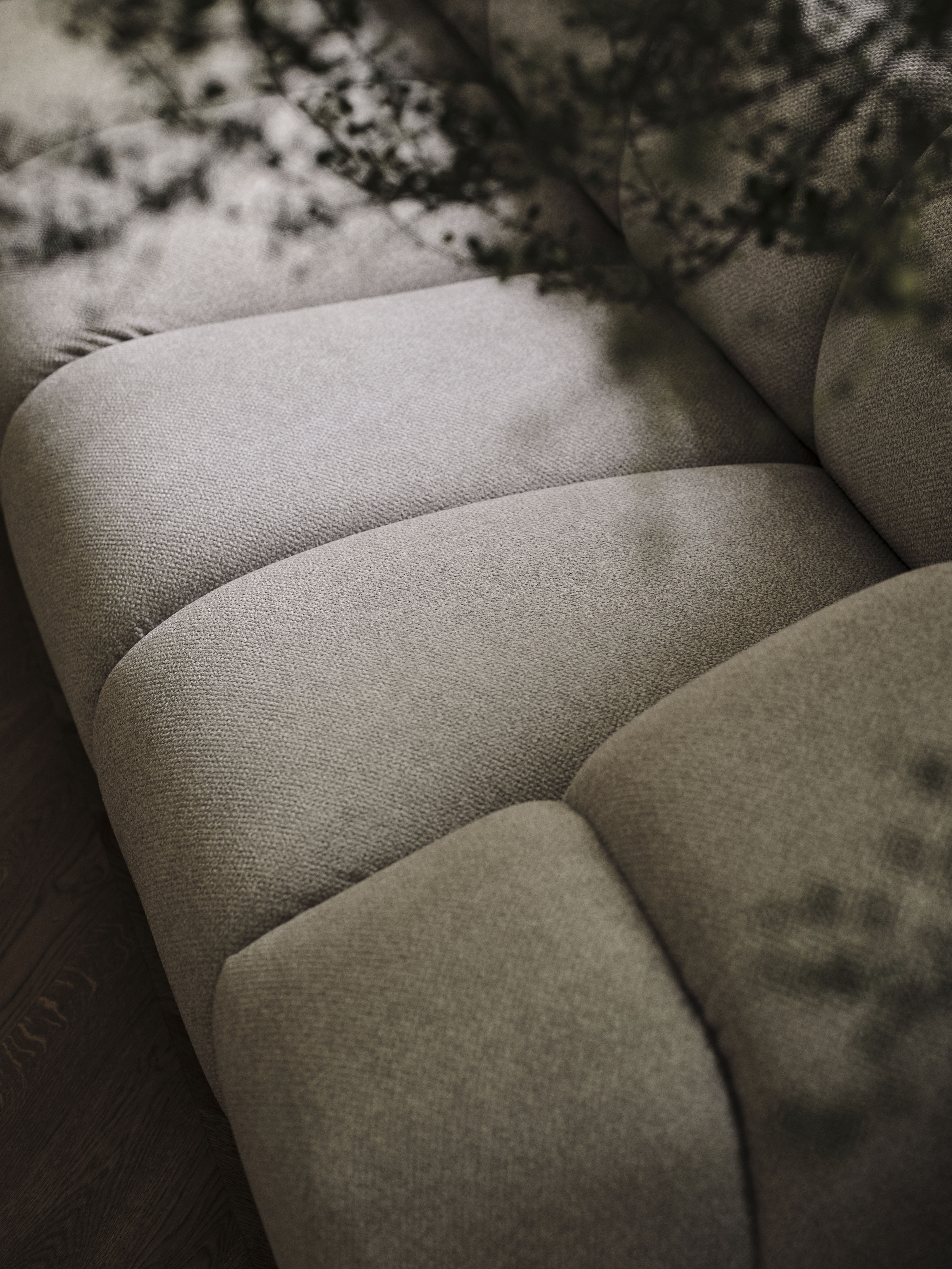 Left-facing 3-seater corner sofa DIANA light blue chenille