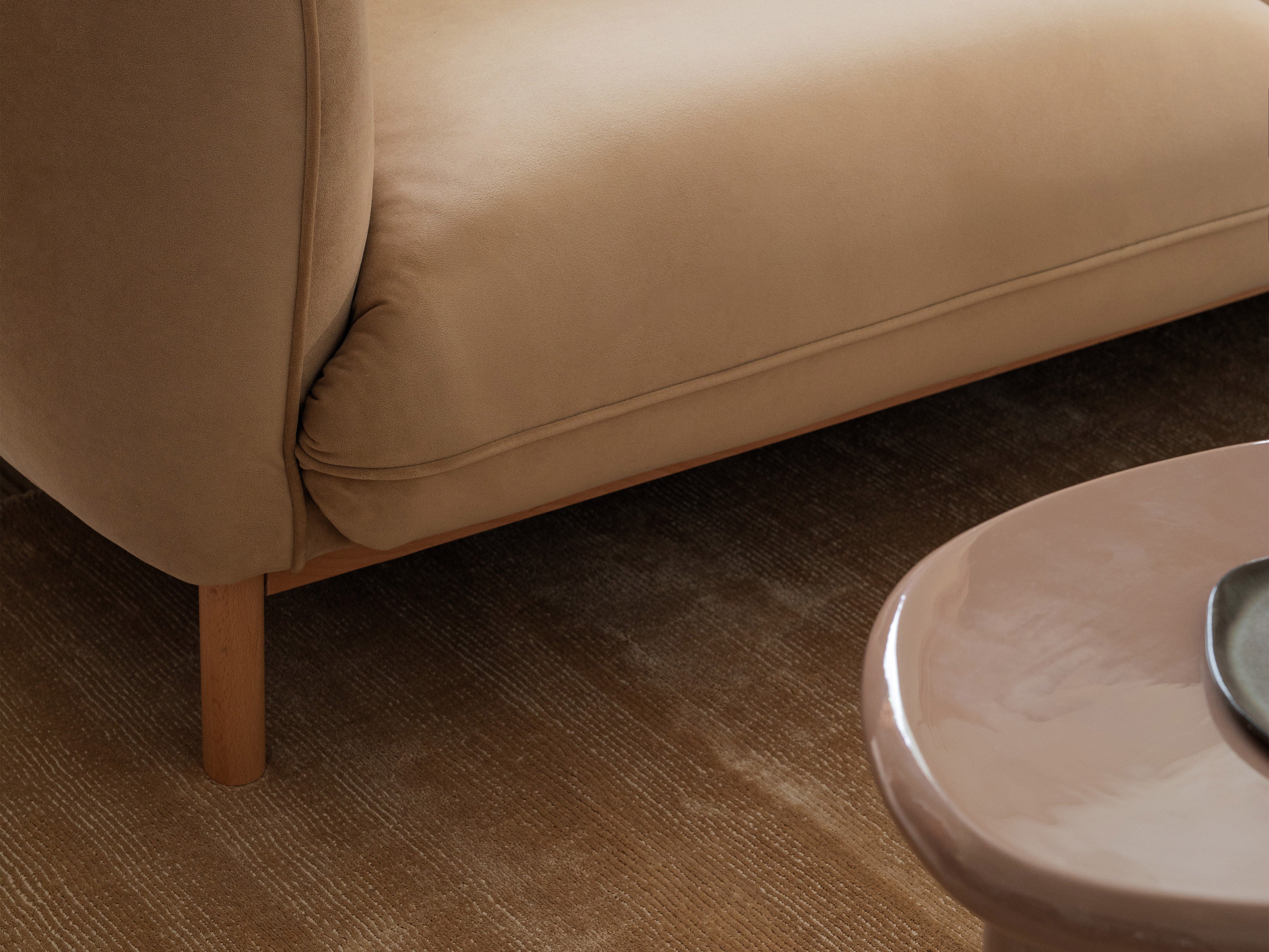 ADA Light Brown Velvet 2-Seater Sofa