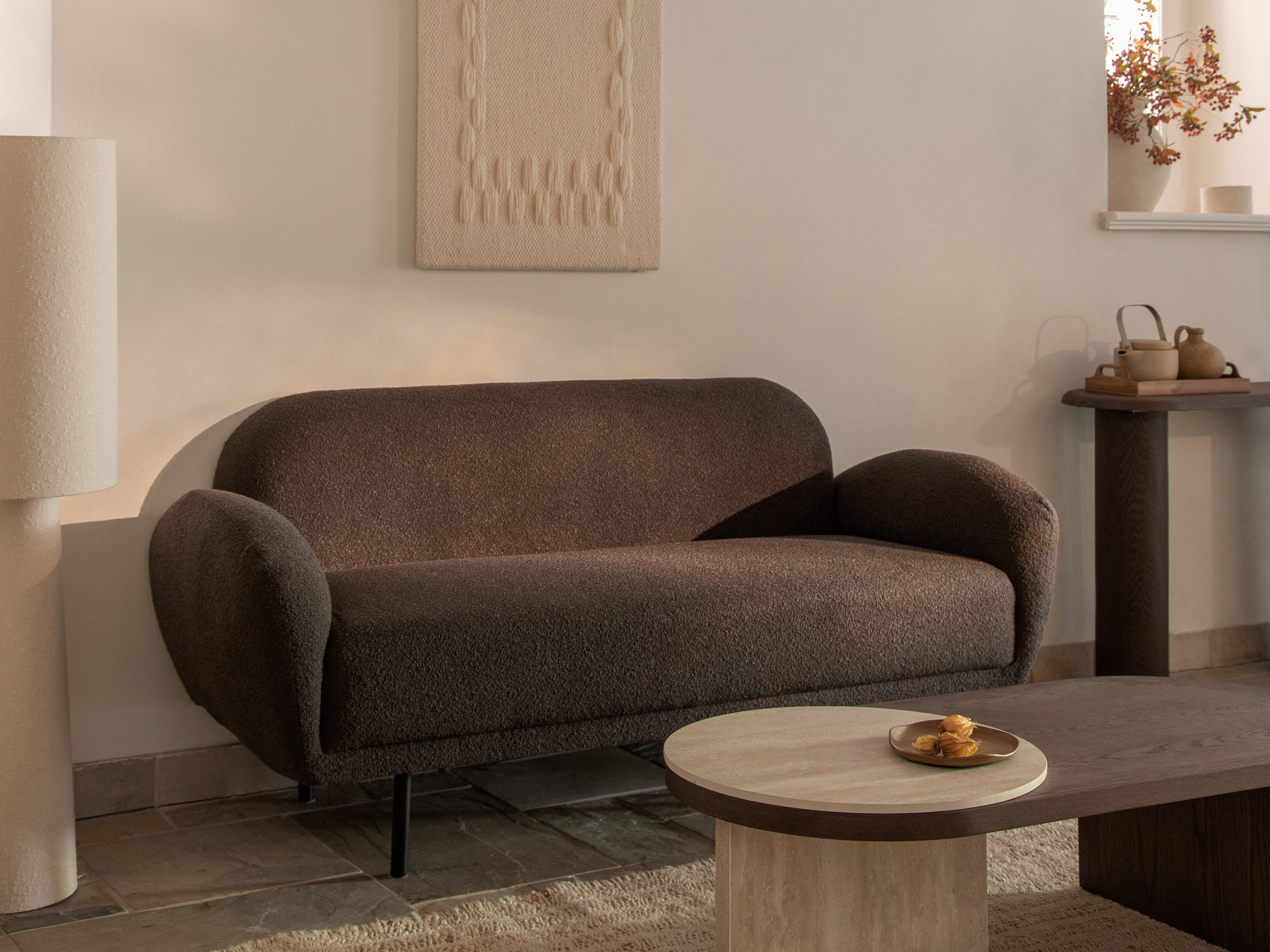 3-seater Sofa POPPY white boucle