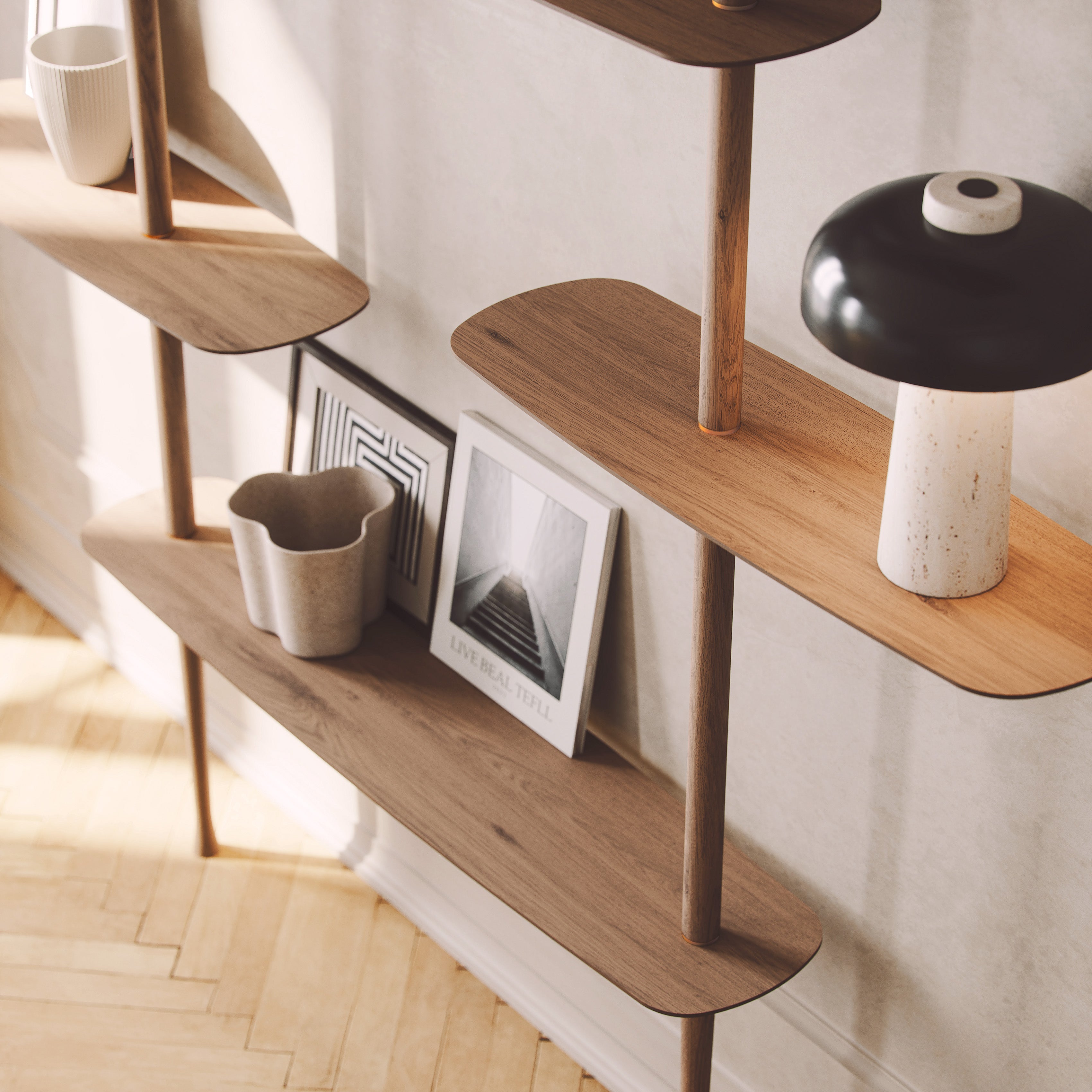 Wandregal AXIS 2 Nussbaumfurnier