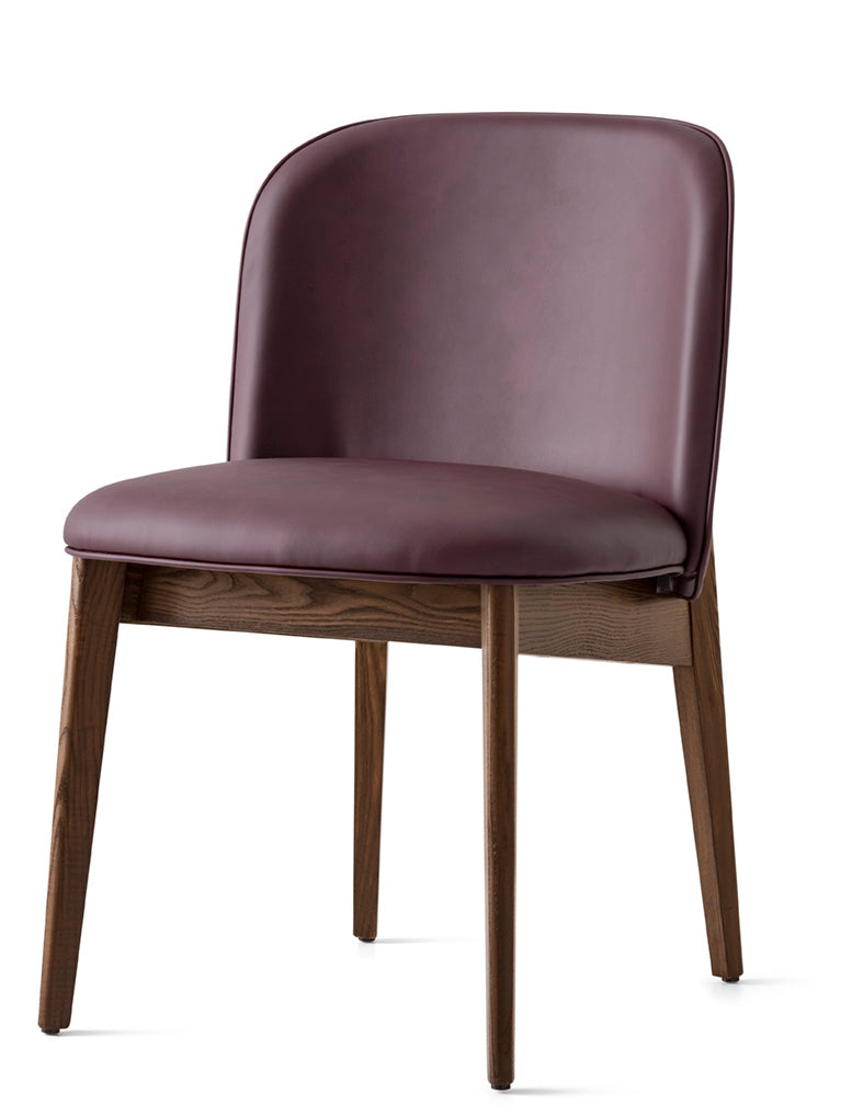 ABREY upholstered chair with a dark wooden base
