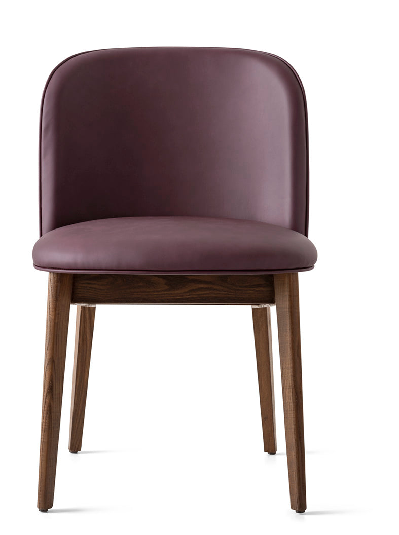 ABREY upholstered chair with a dark wooden base