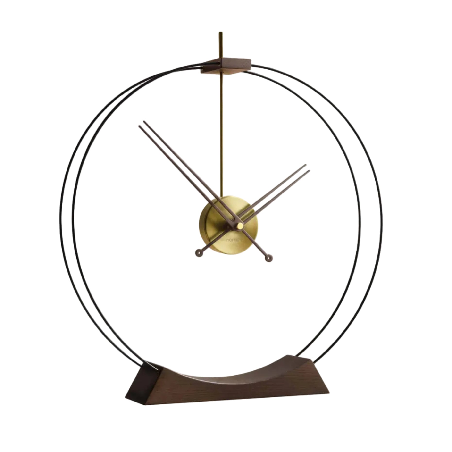AIRE table clock in ash wood with gold and black