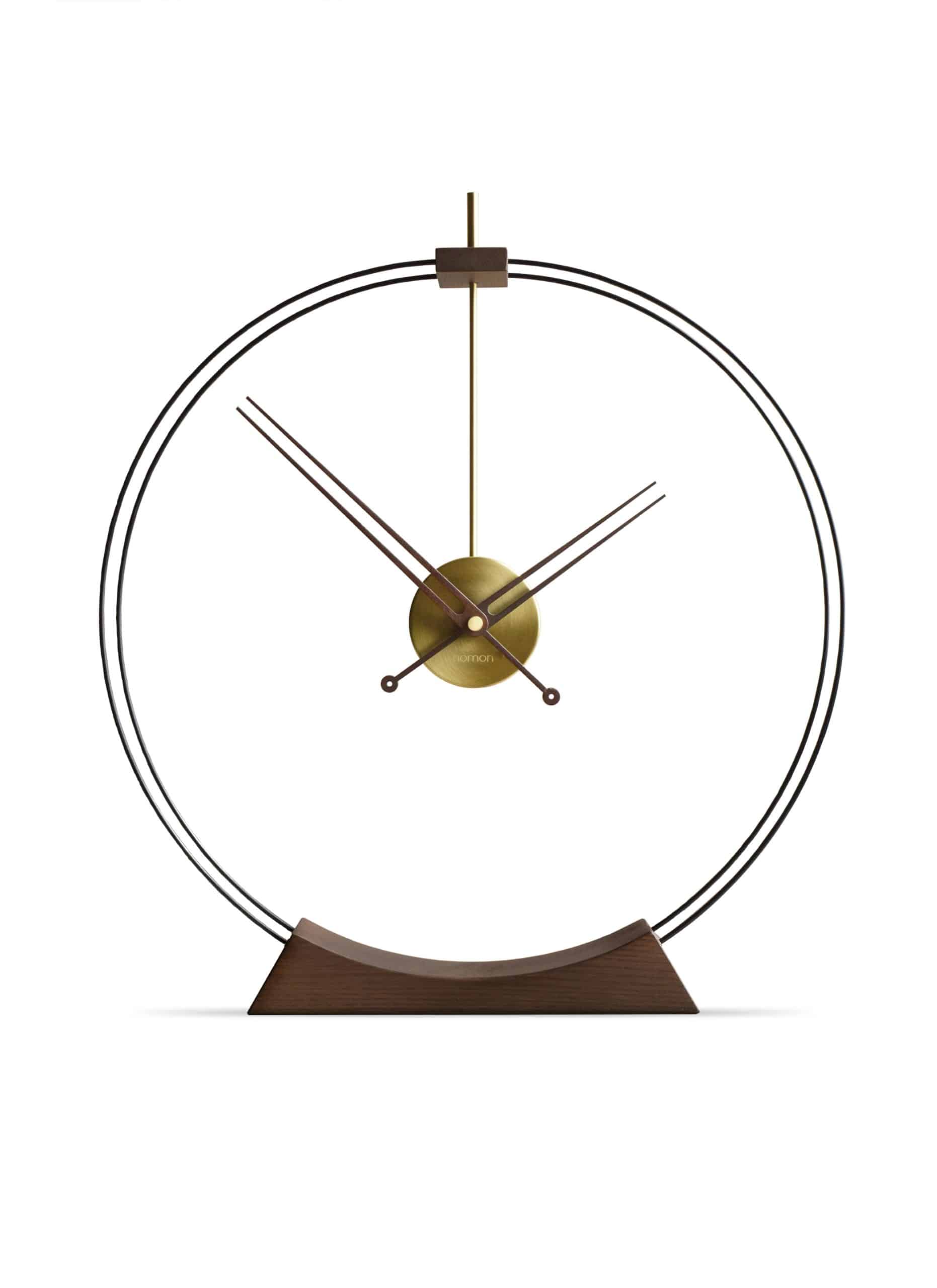 AIRE table clock in ash wood with gold and black