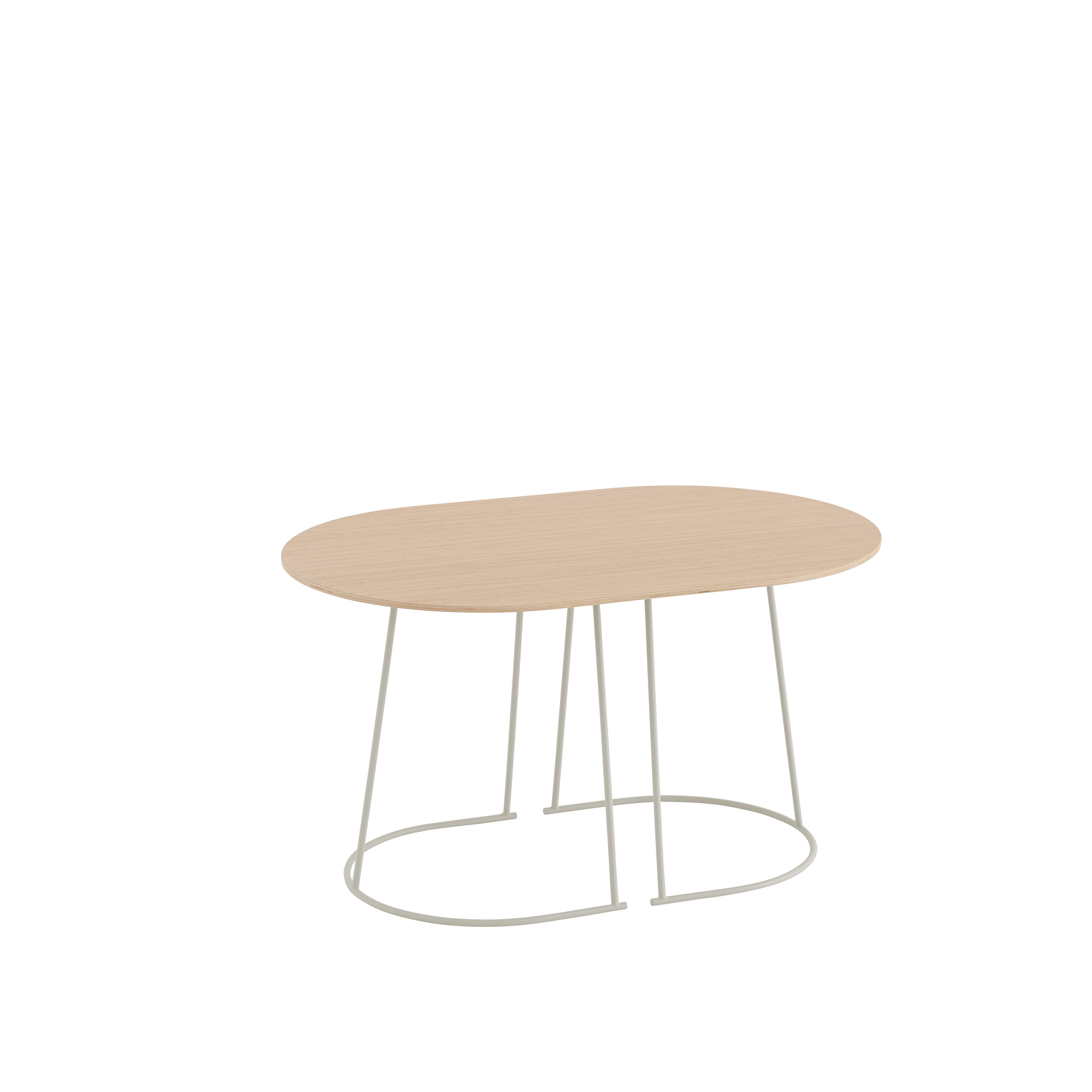 AIRY coffee table with oak veneer and a broken white base
