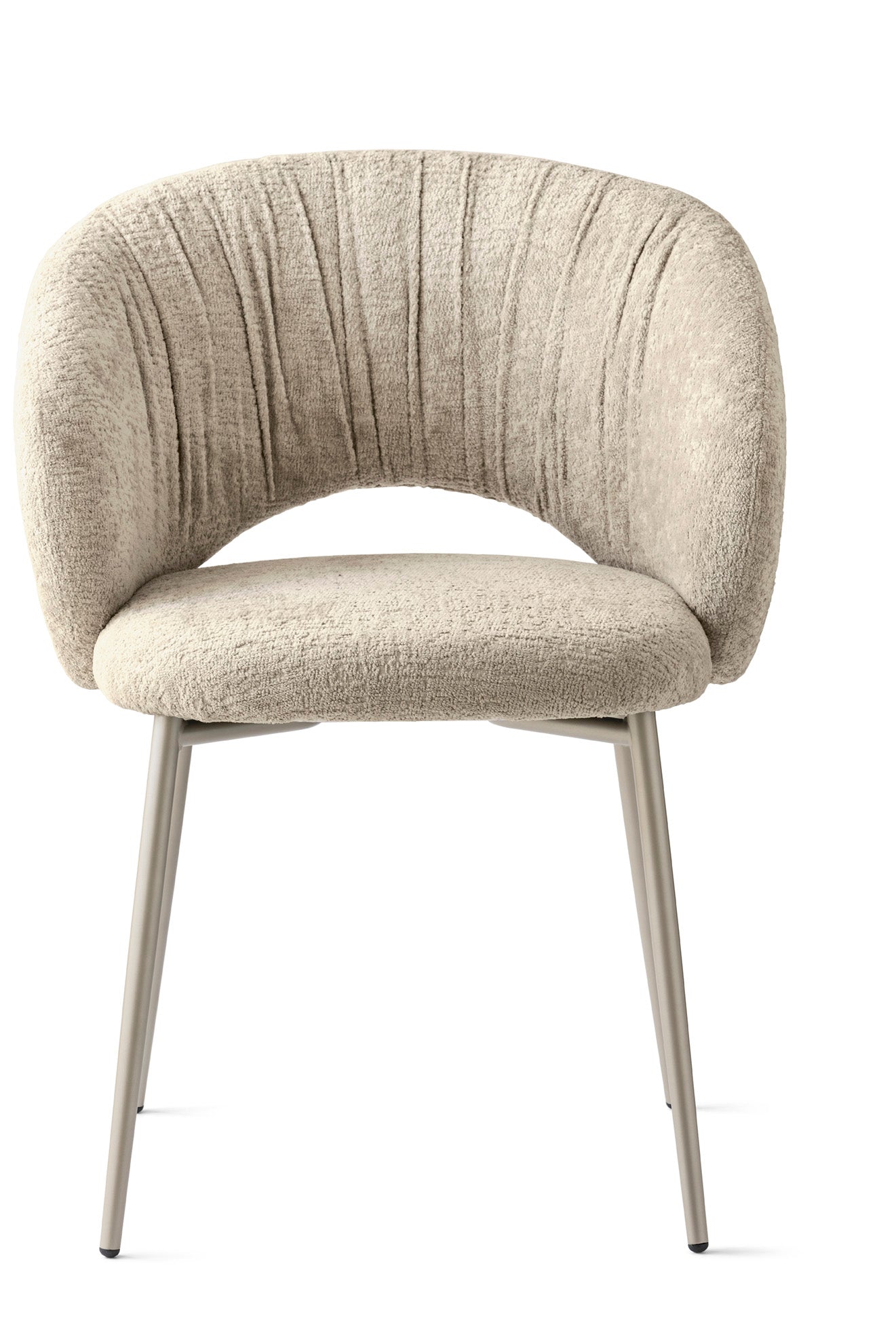 Upholstered ANIME chair with a beige metal base