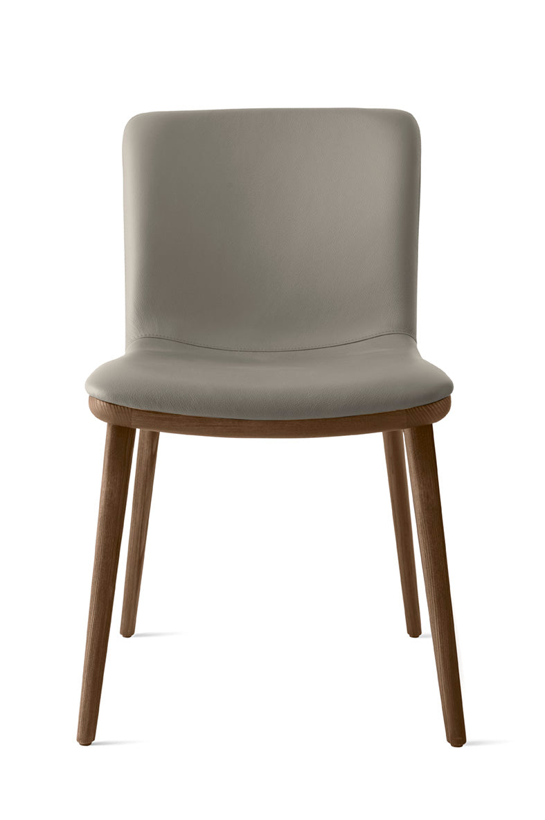 Upholstered ANNIE Chair with Dark Wooden Base