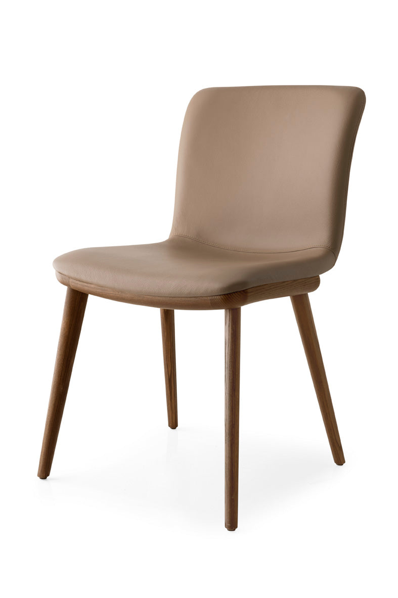 Upholstered ANNIE Chair with Dark Wooden Base