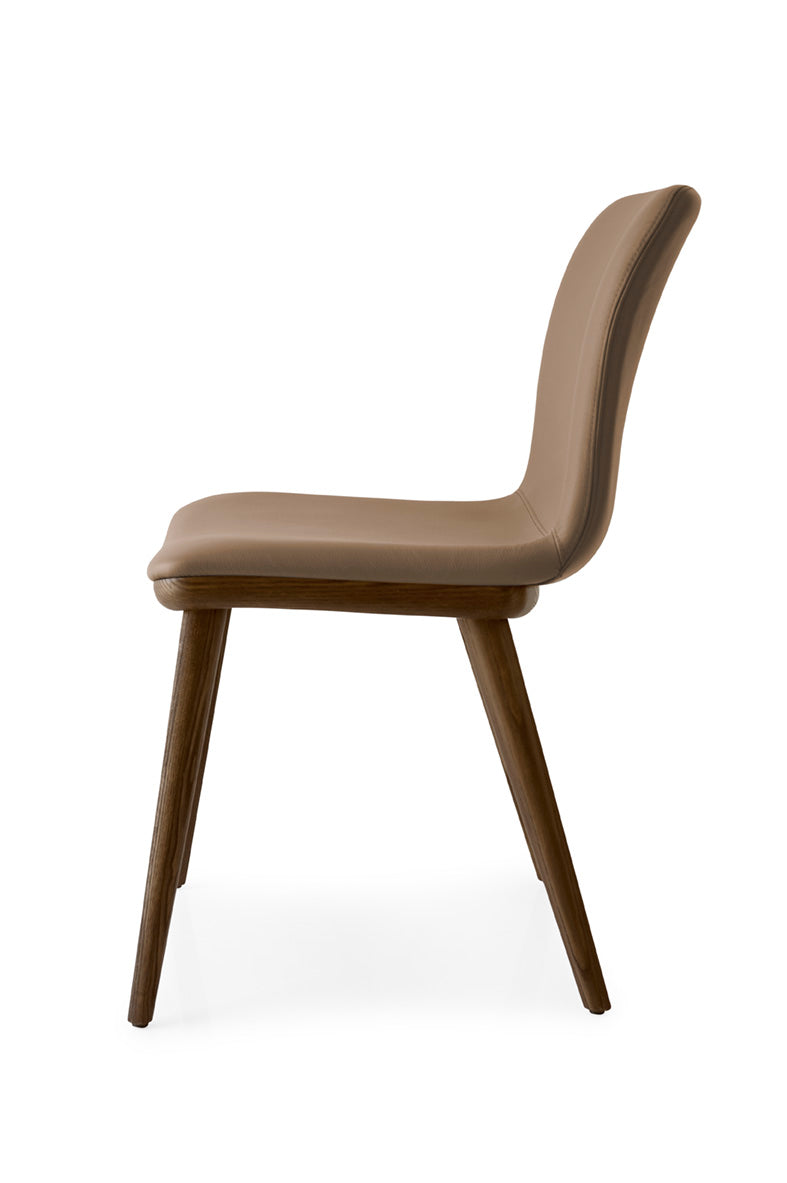 Upholstered ANNIE Chair with Dark Wooden Base