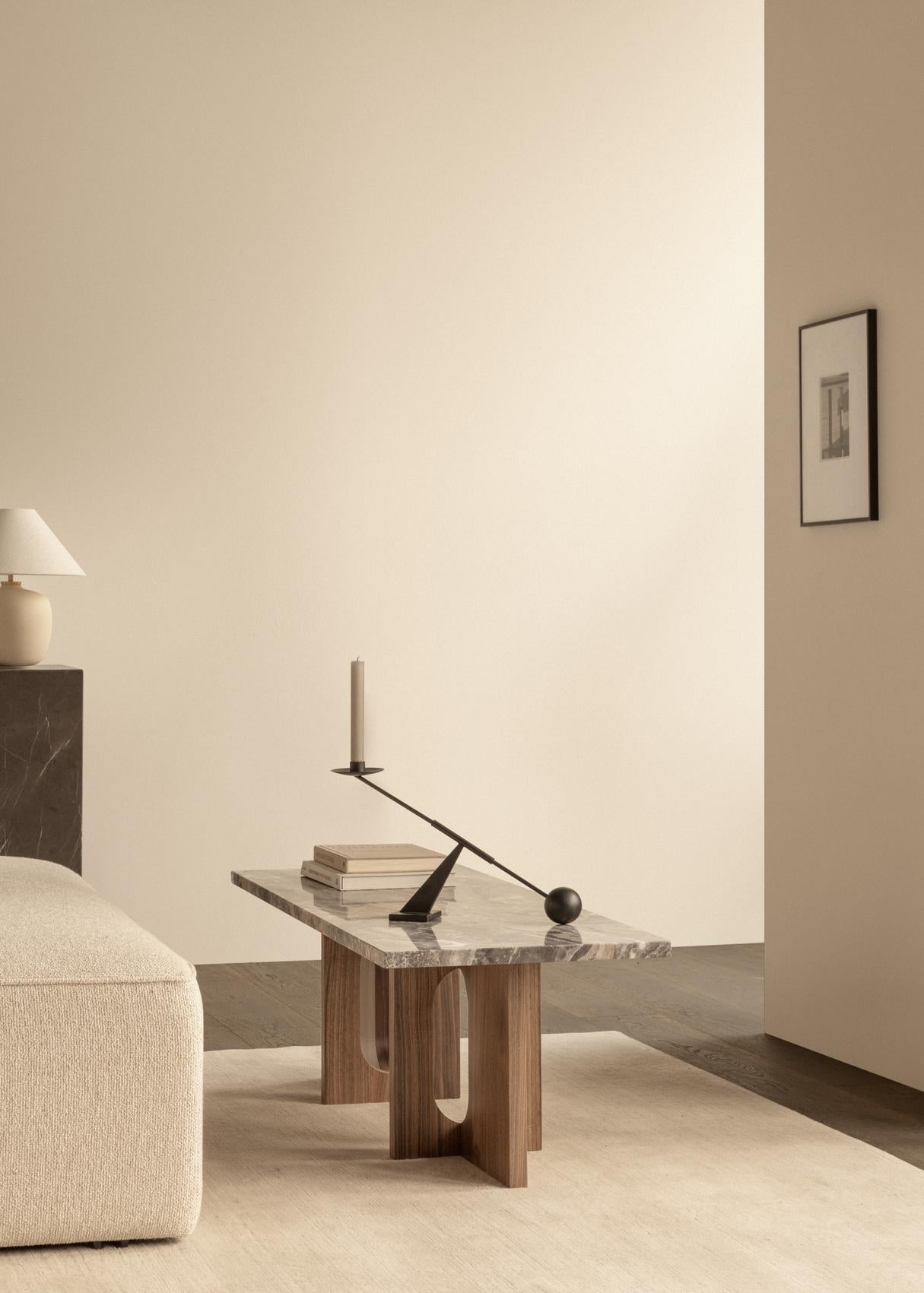 ANDROGYNE coffee table white-brown marble with walnut base