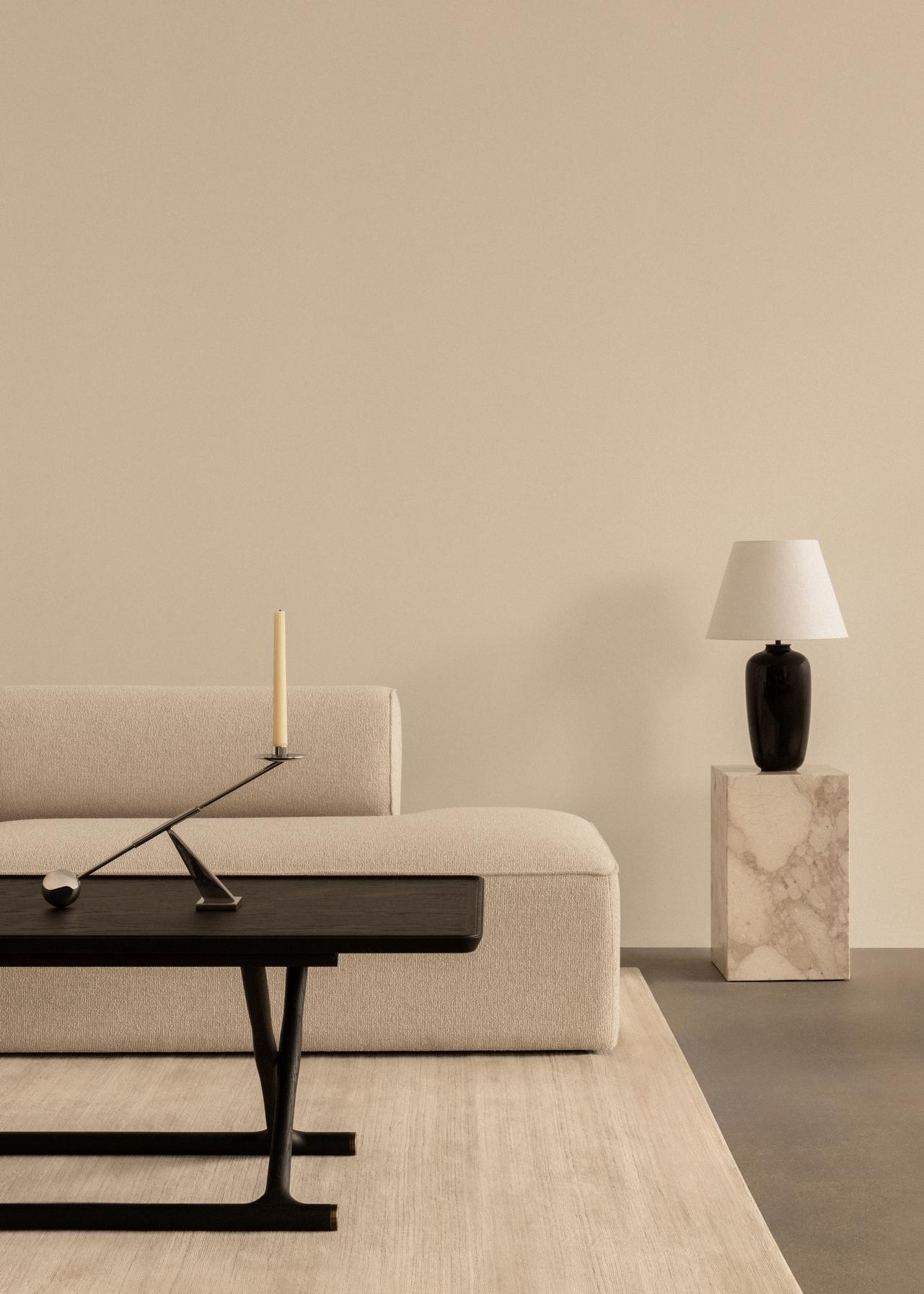Tischlampe TORSO schwarze Keramik mit weißem Schirm