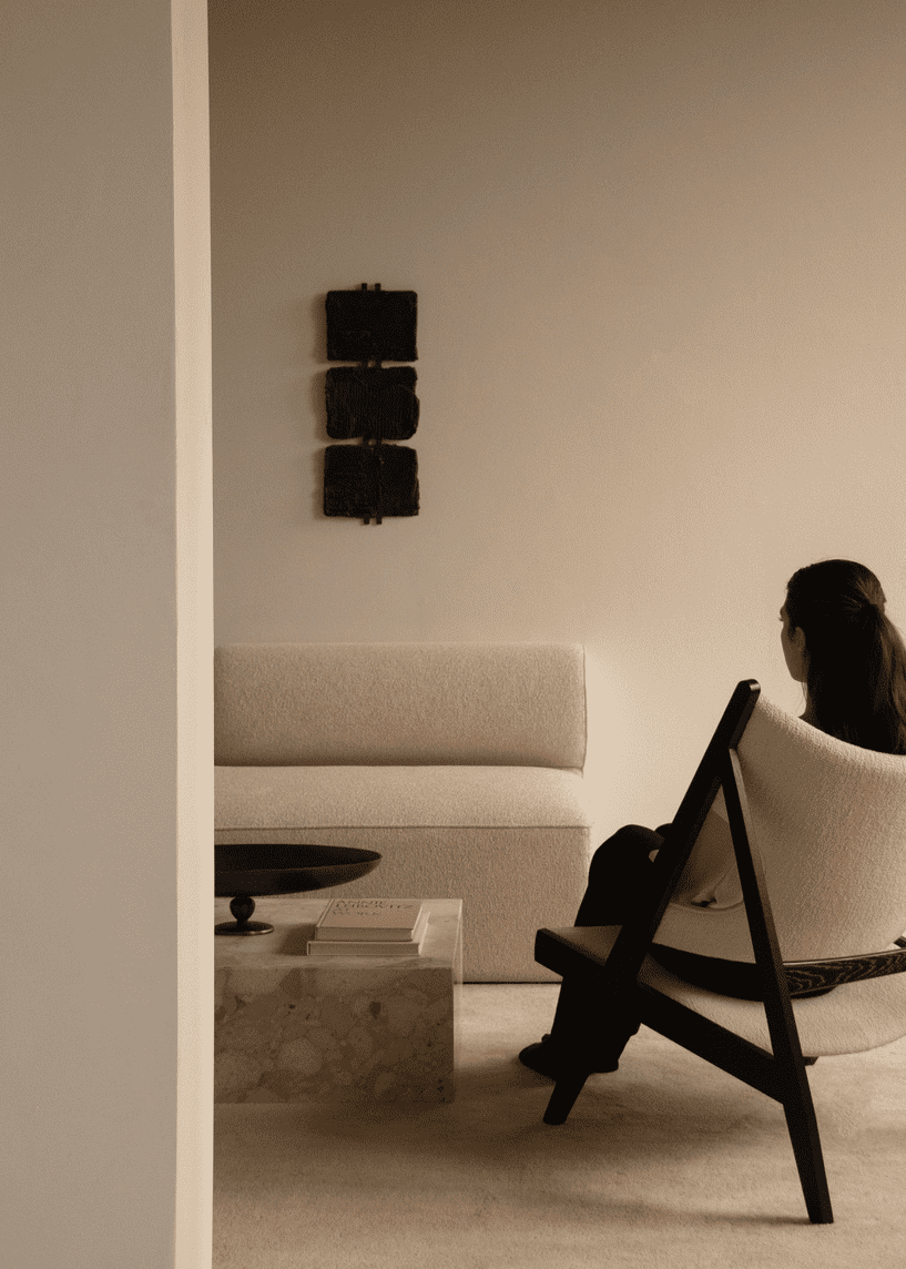 Sessel KNITTING aus cognacfarbenem Leder mit Eichenbasis