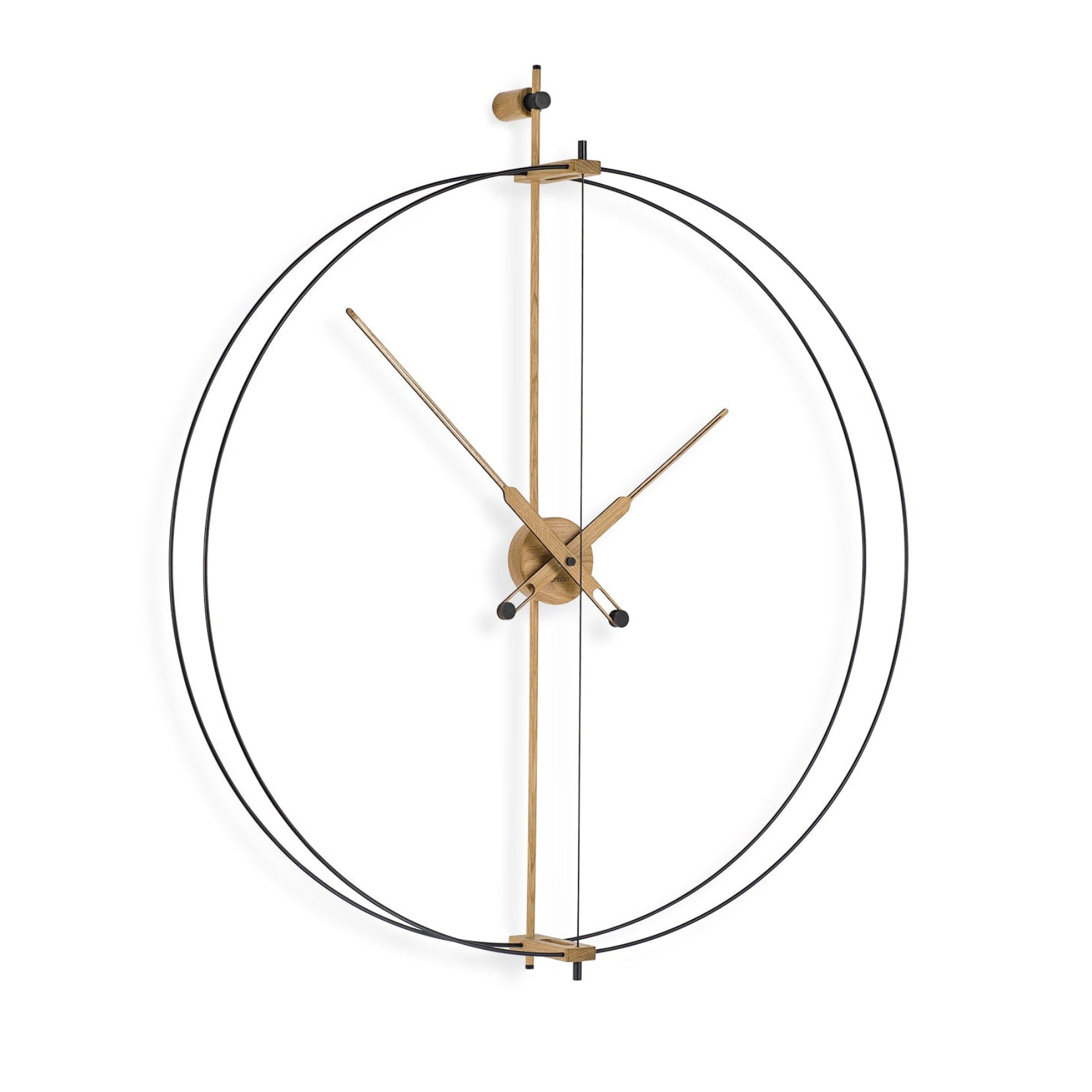 BARCELONA PREMIUM wall clock in oak wood with black