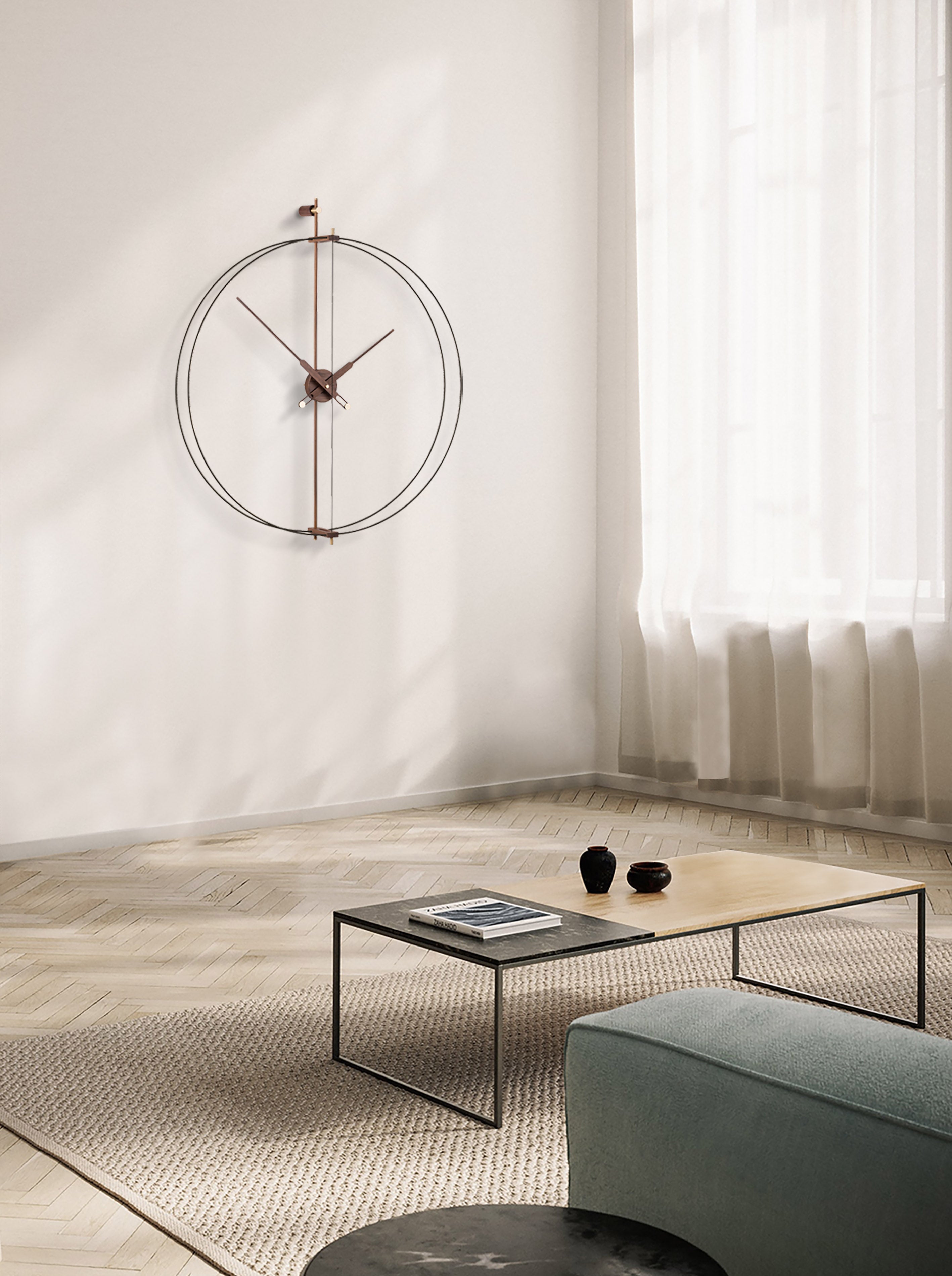 Wanduhr BARCELONA PREMIUM Nussbaum mit Schwarz