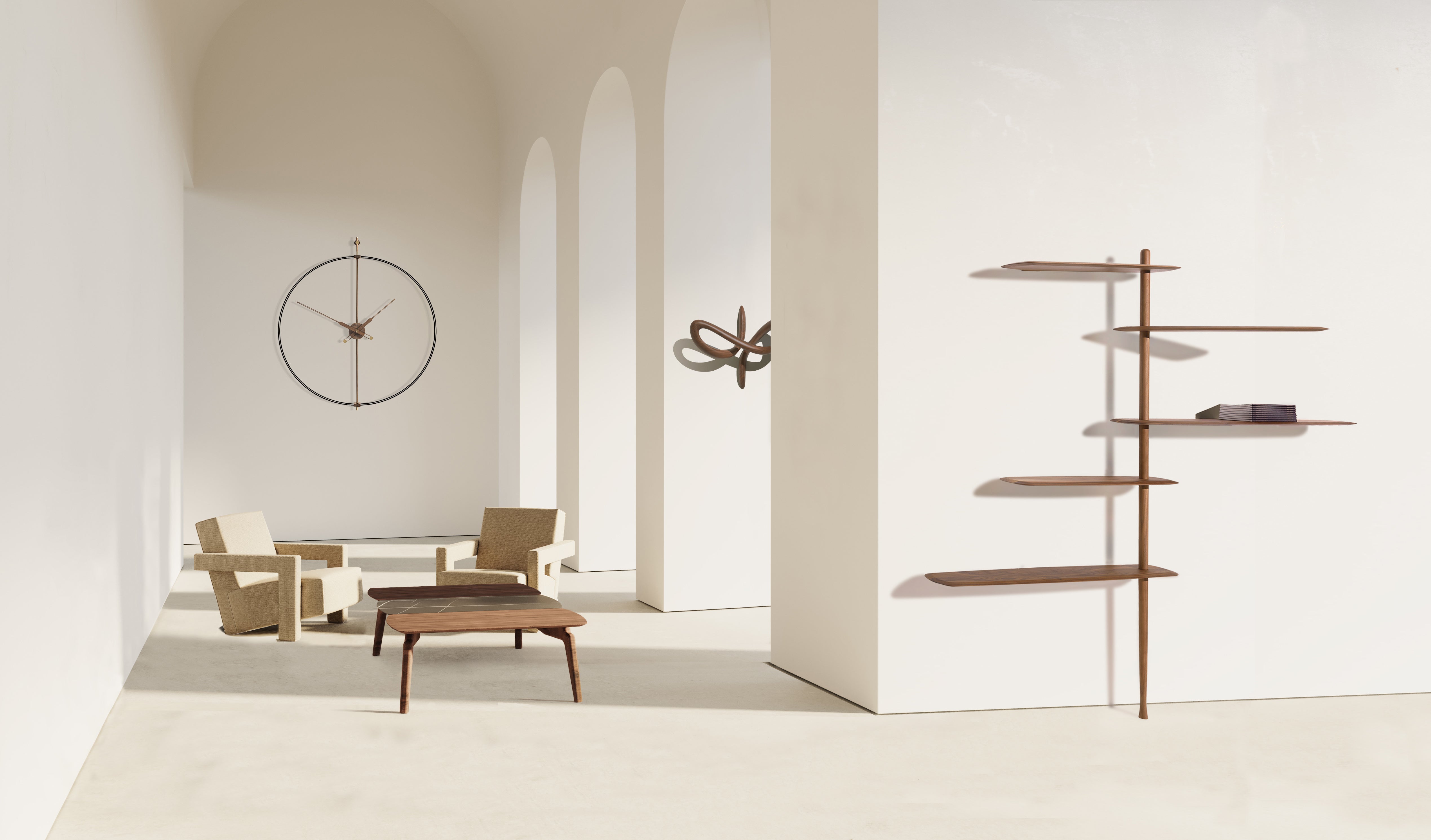 Wanduhr BARCELONA PREMIUM Nussbaum mit Schwarz