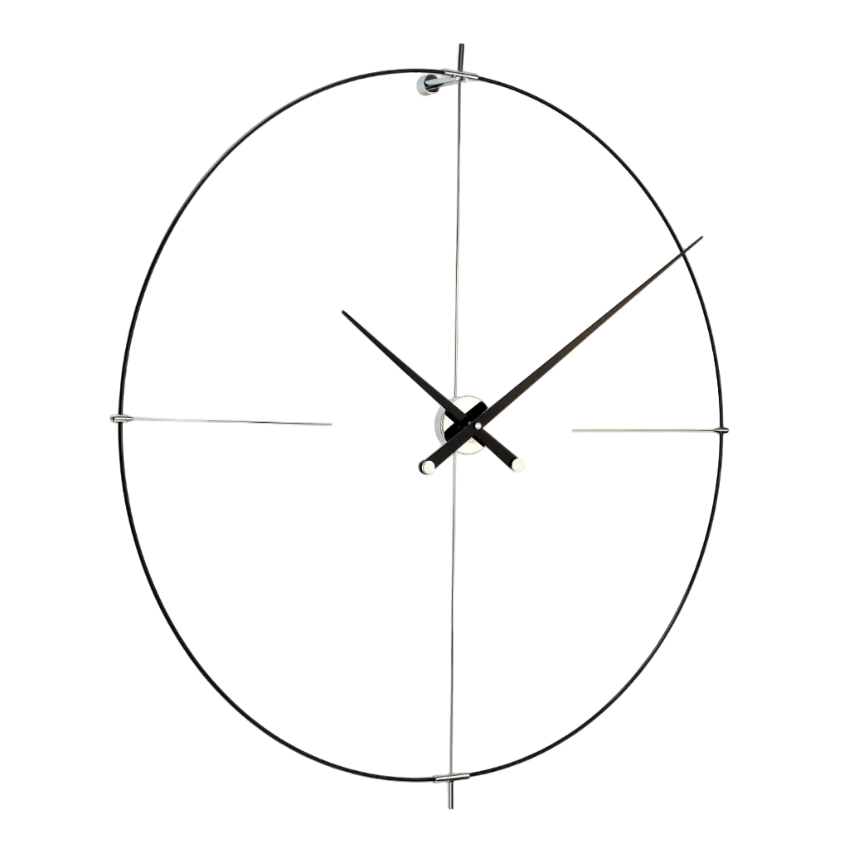 Wanduhr BILBAO aus schwarzem Nussbaumholz mit Schwarz und Chrom