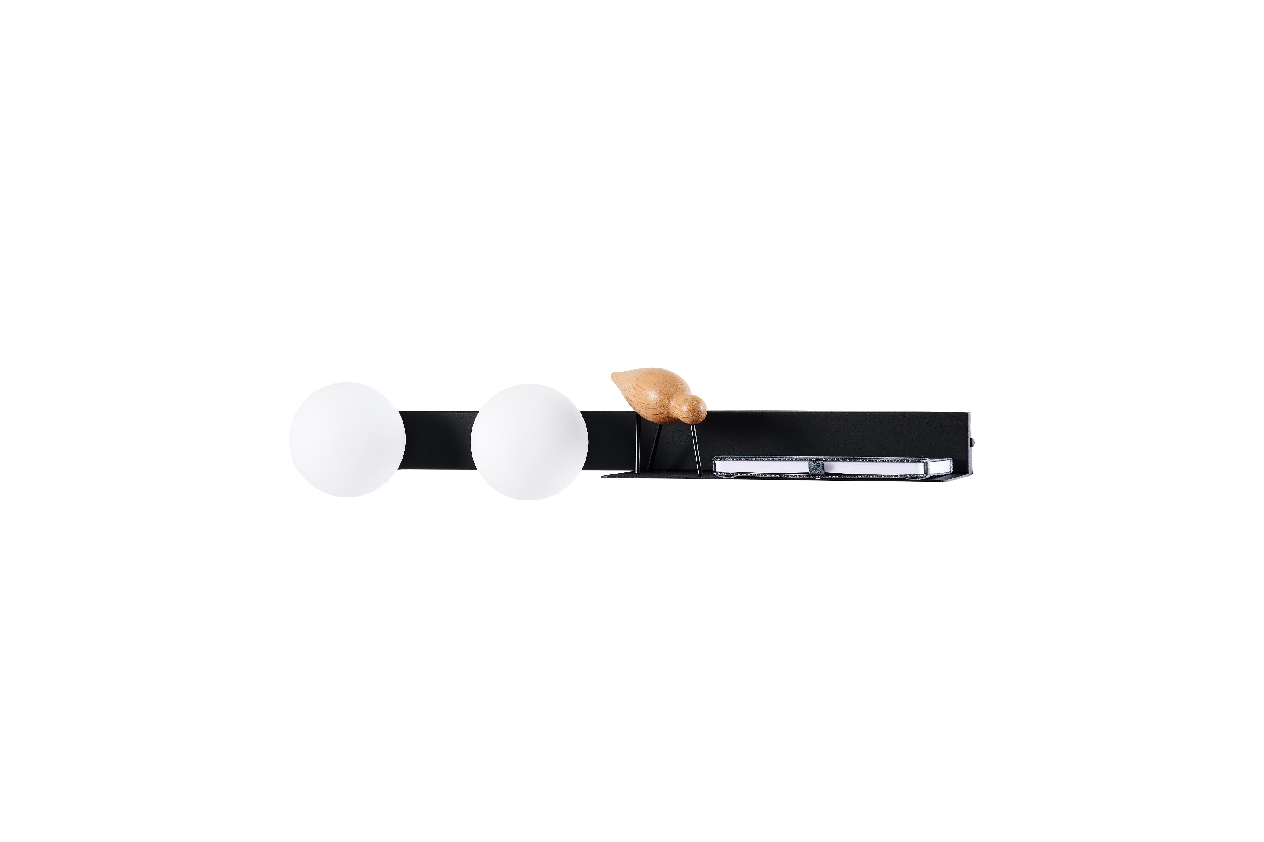 Two-Point Wall Lamp with Shelf BOTANICA DECO Black