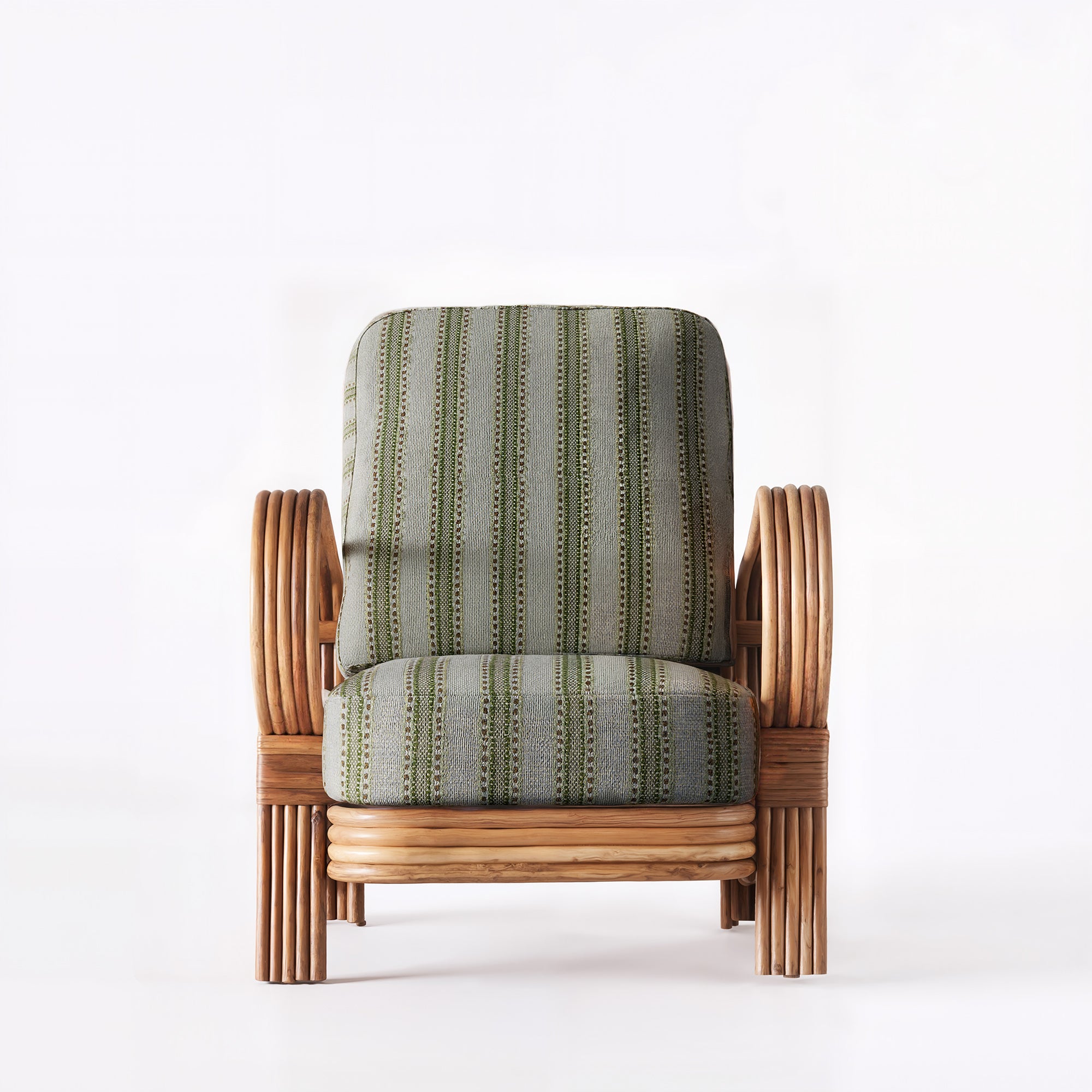 BAMBOO armchair green with stained bamboo