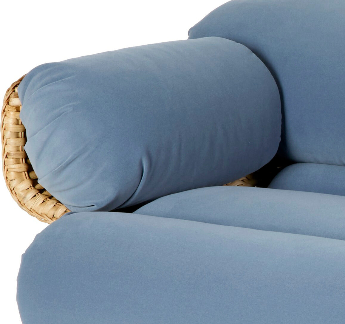 BASKET 2-Sitzer-Sofa blau mit Rattan