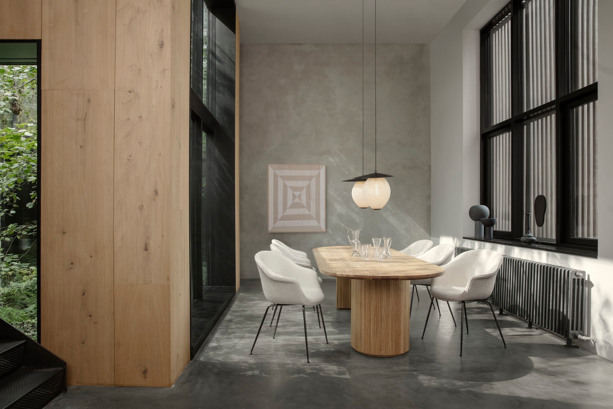 MOON table, soaped oak
