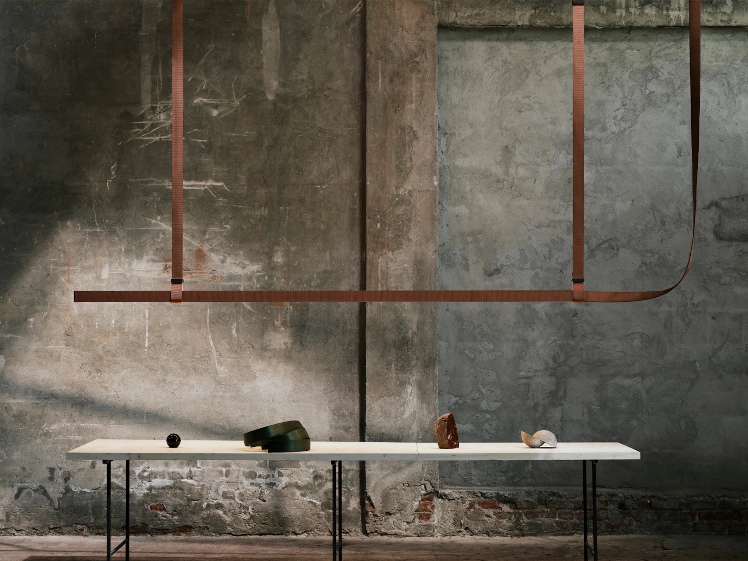 Pendelleuchte BELT braunes Leder