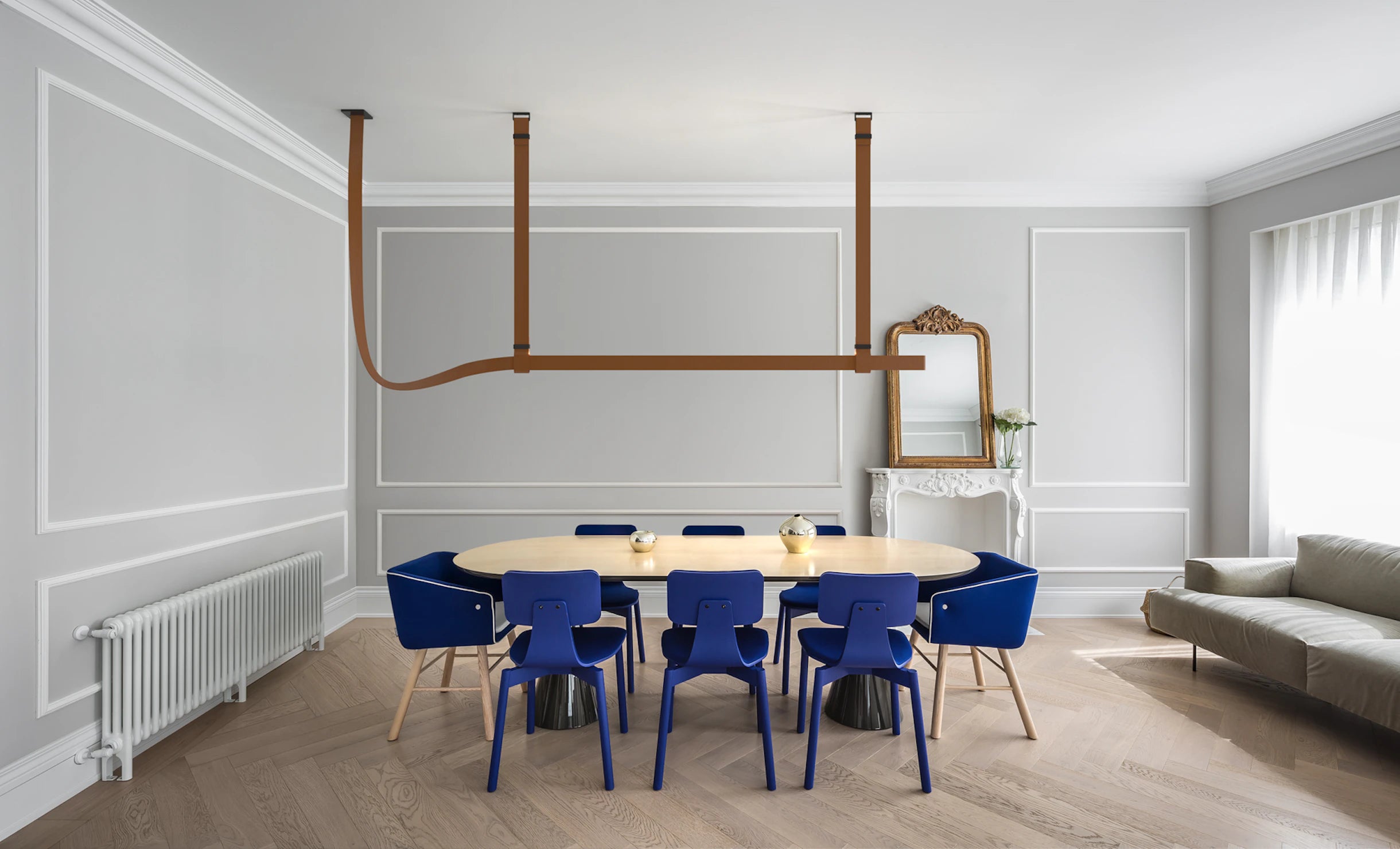 Pendelleuchte BELT braunes Leder