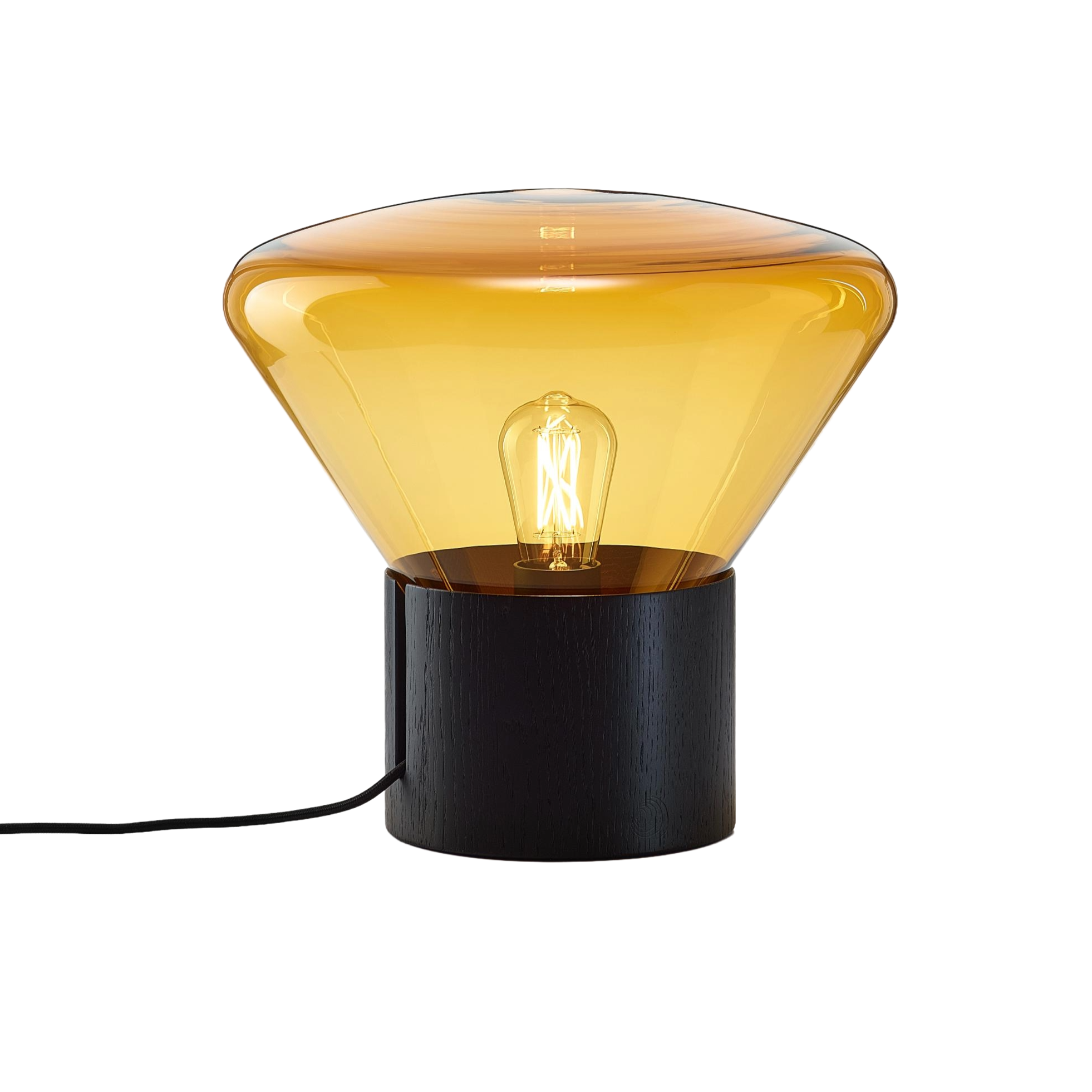 Muffins Lamp Black Oak with Amber Glass - Display Model