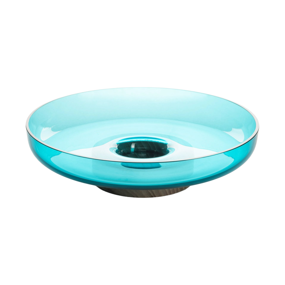 Bonta turquoise tray with wooden base