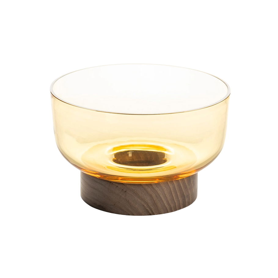 Misa BONTA gelb mit Holzunterlage