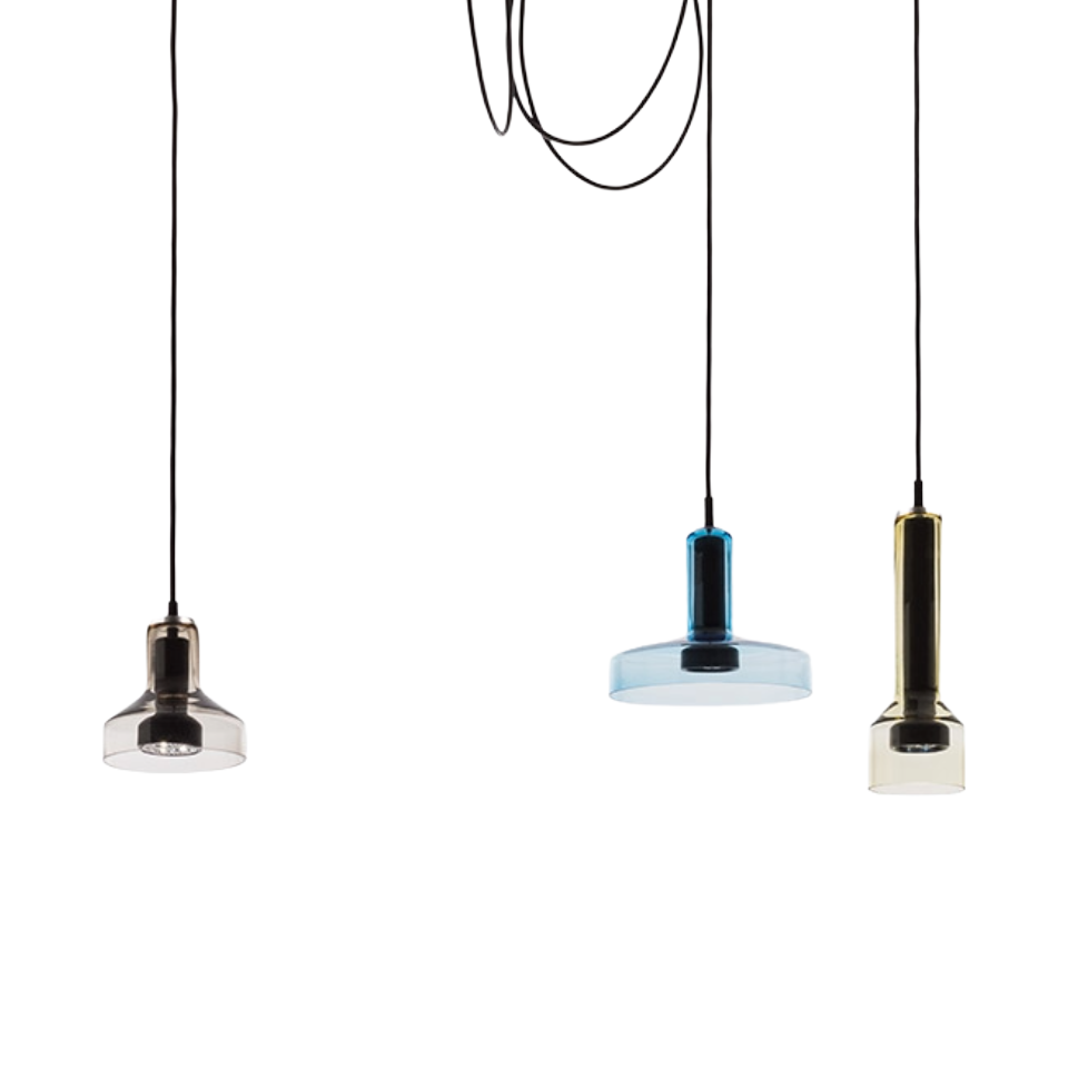 Pendelleuchte STABLIGHT olivgrün mit aquamarin und braun