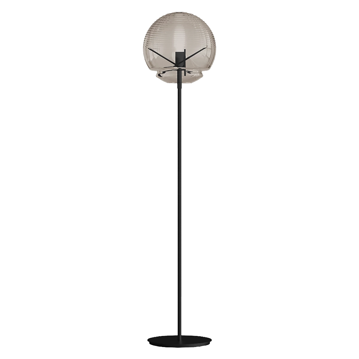 VITRUVIO black floor lamp with glass shade