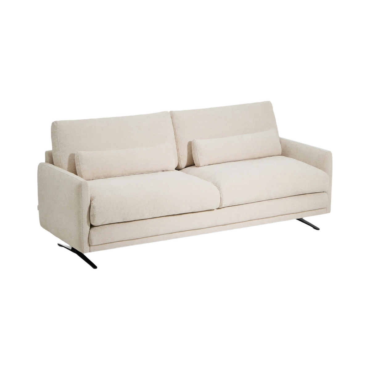Sofa 3-Sitzer VELIRO beige Chenille mit schwarzem Gestell