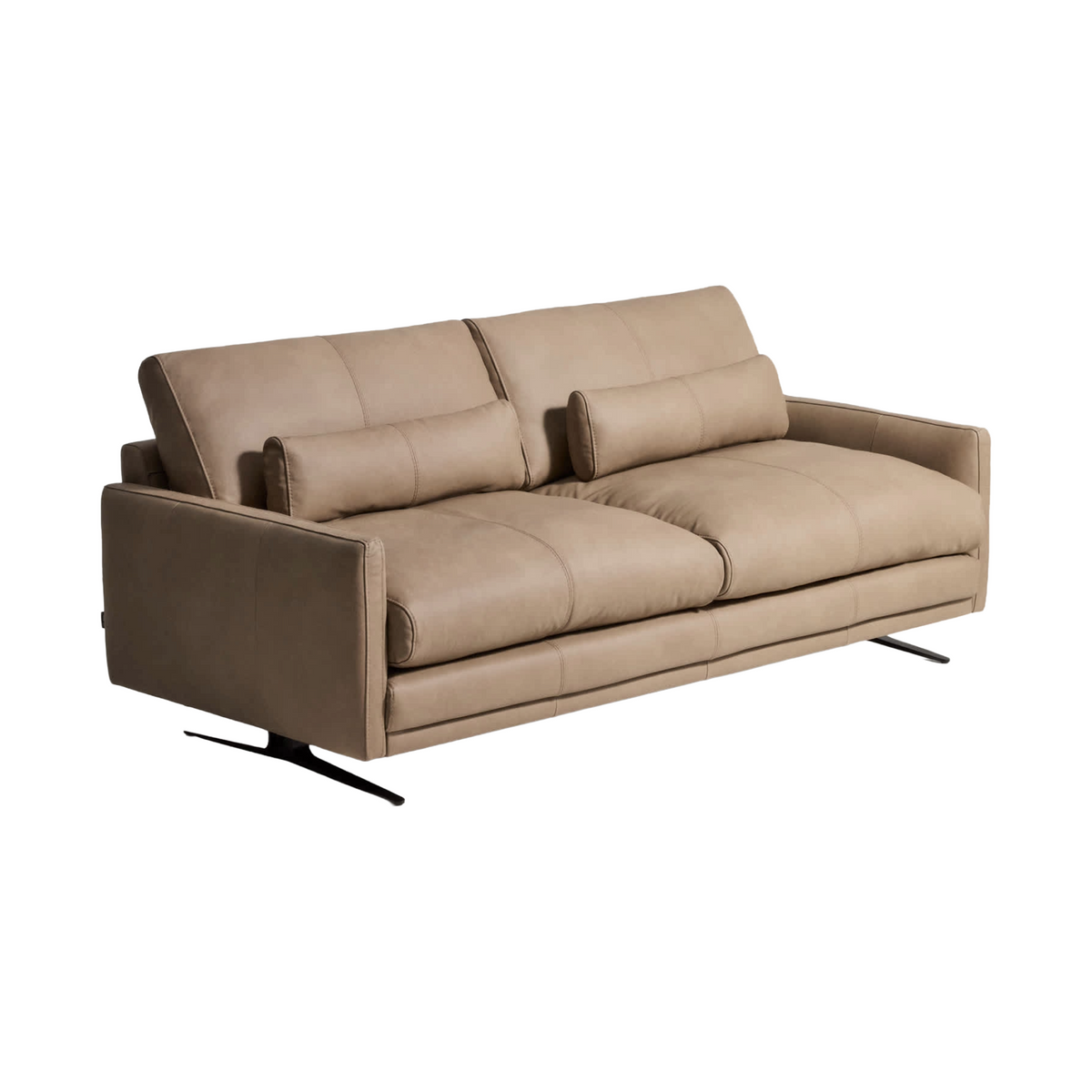 4-Sitzer Sofa VELIRO braunes Leder mit schwarzem Fuß