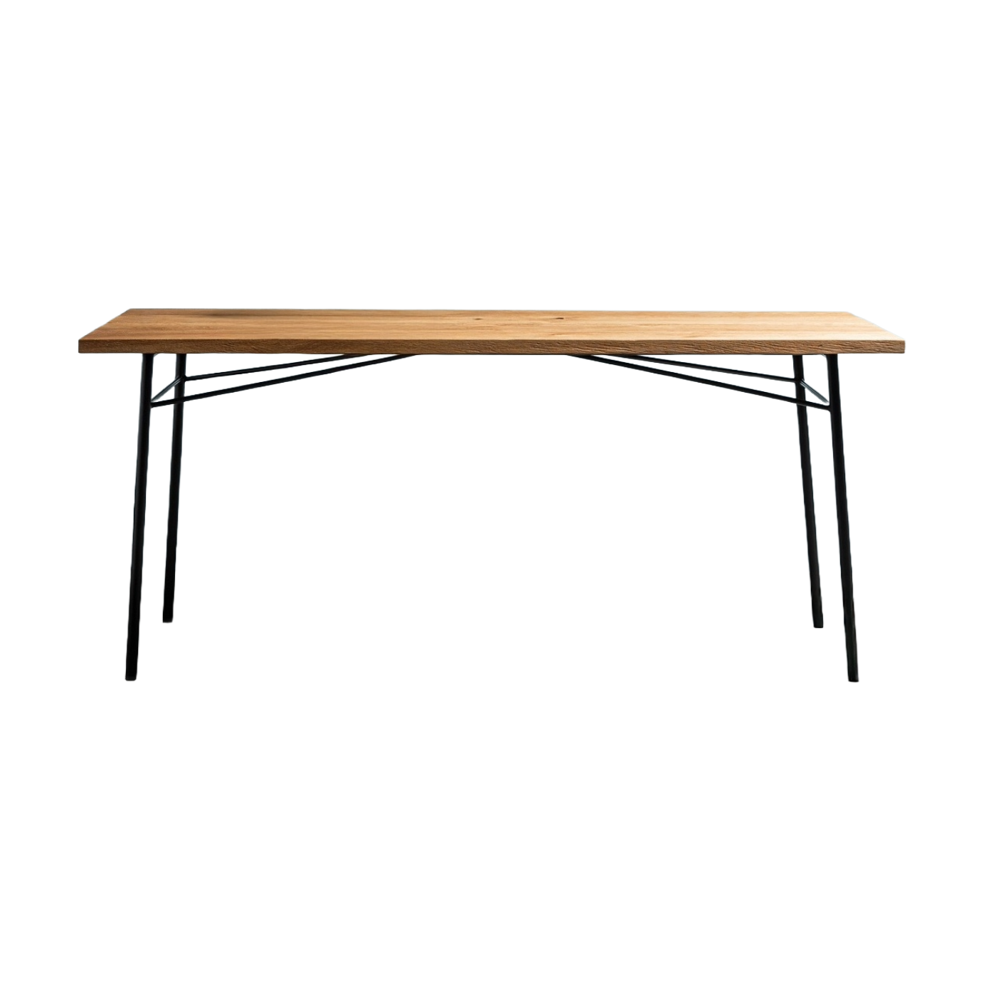 MARTIN brushed oak table top with black steel base