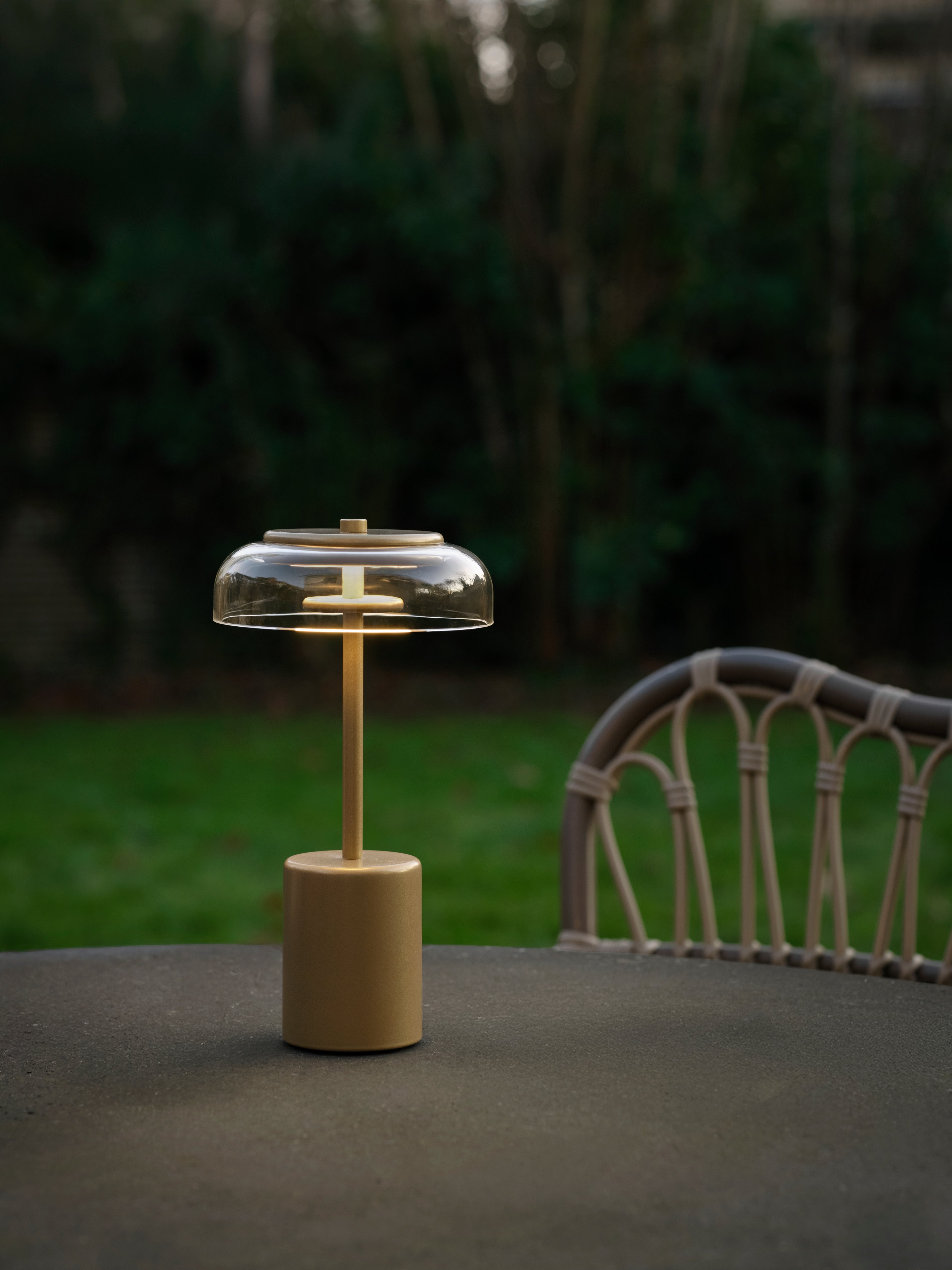 Portable Lamp BLOSSI Gold with Transparent Glass